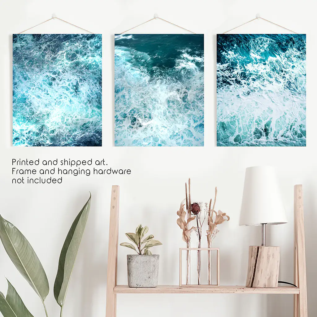 3 Piece Blue Minimalist Ocean Waves Large Wall Decor - Image 10