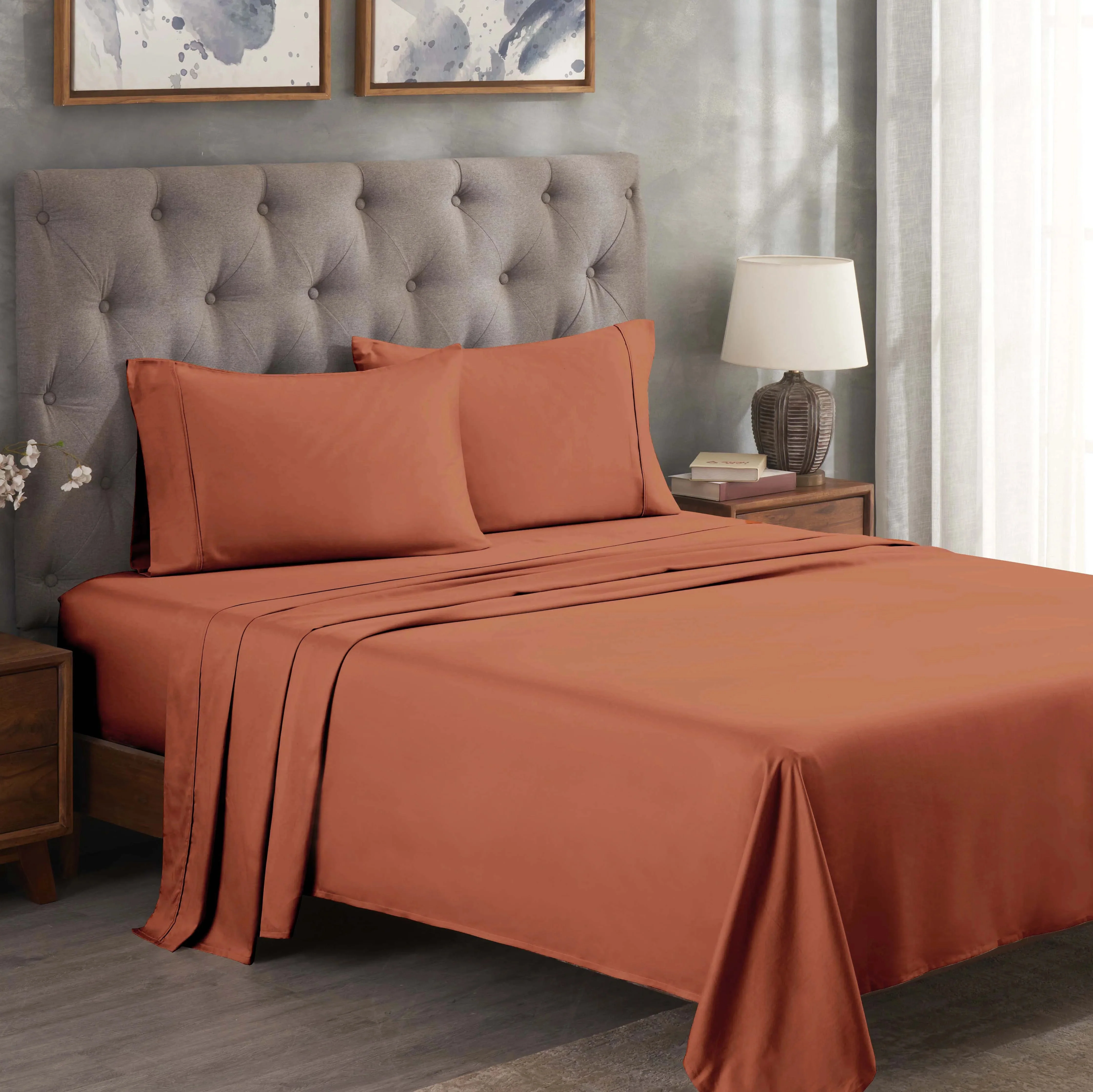 300 Thread Count Egyptian Cotton Sateen Bed Sheet Set - Image 10