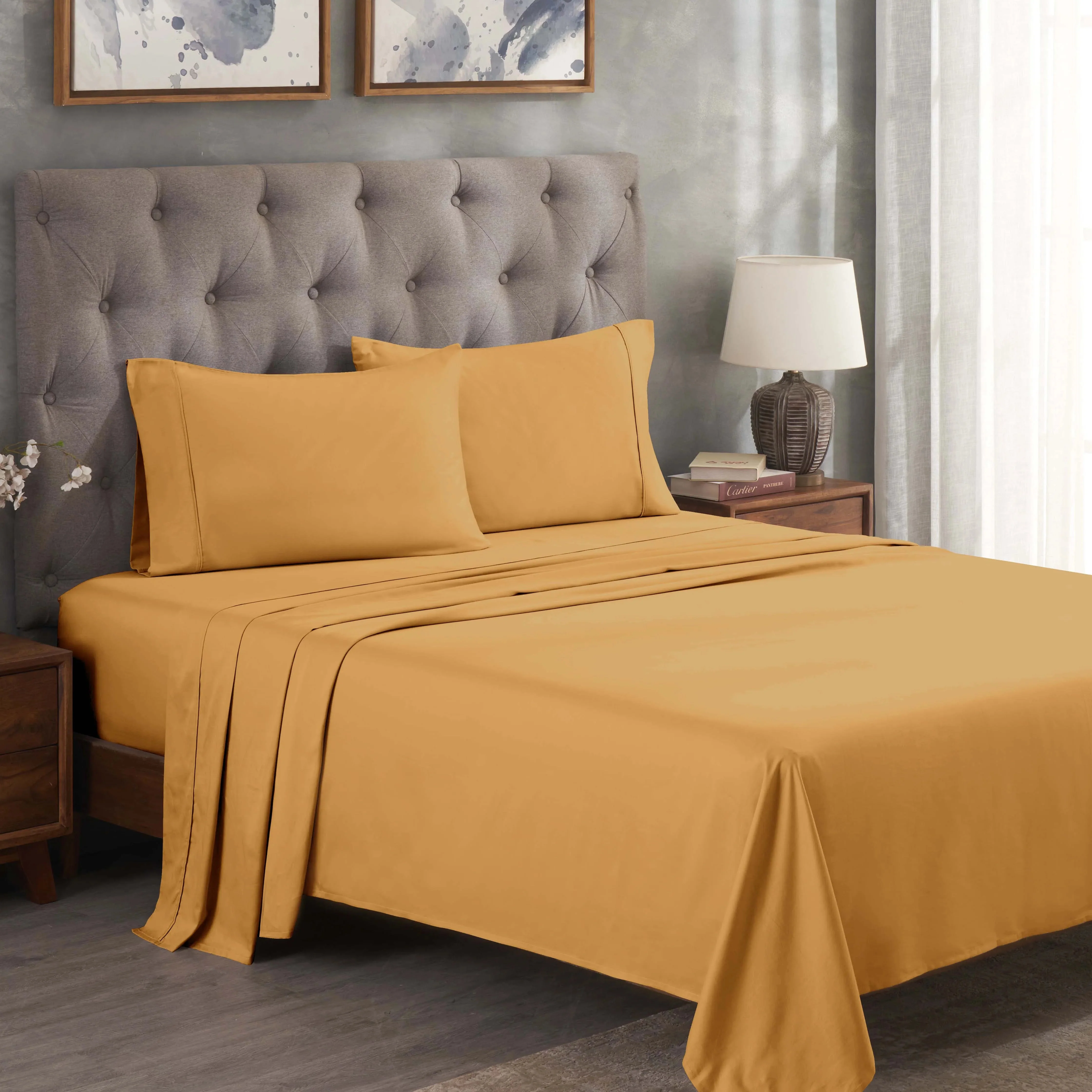 300 Thread Count Egyptian Cotton Sateen Bed Sheet Set - Image 16