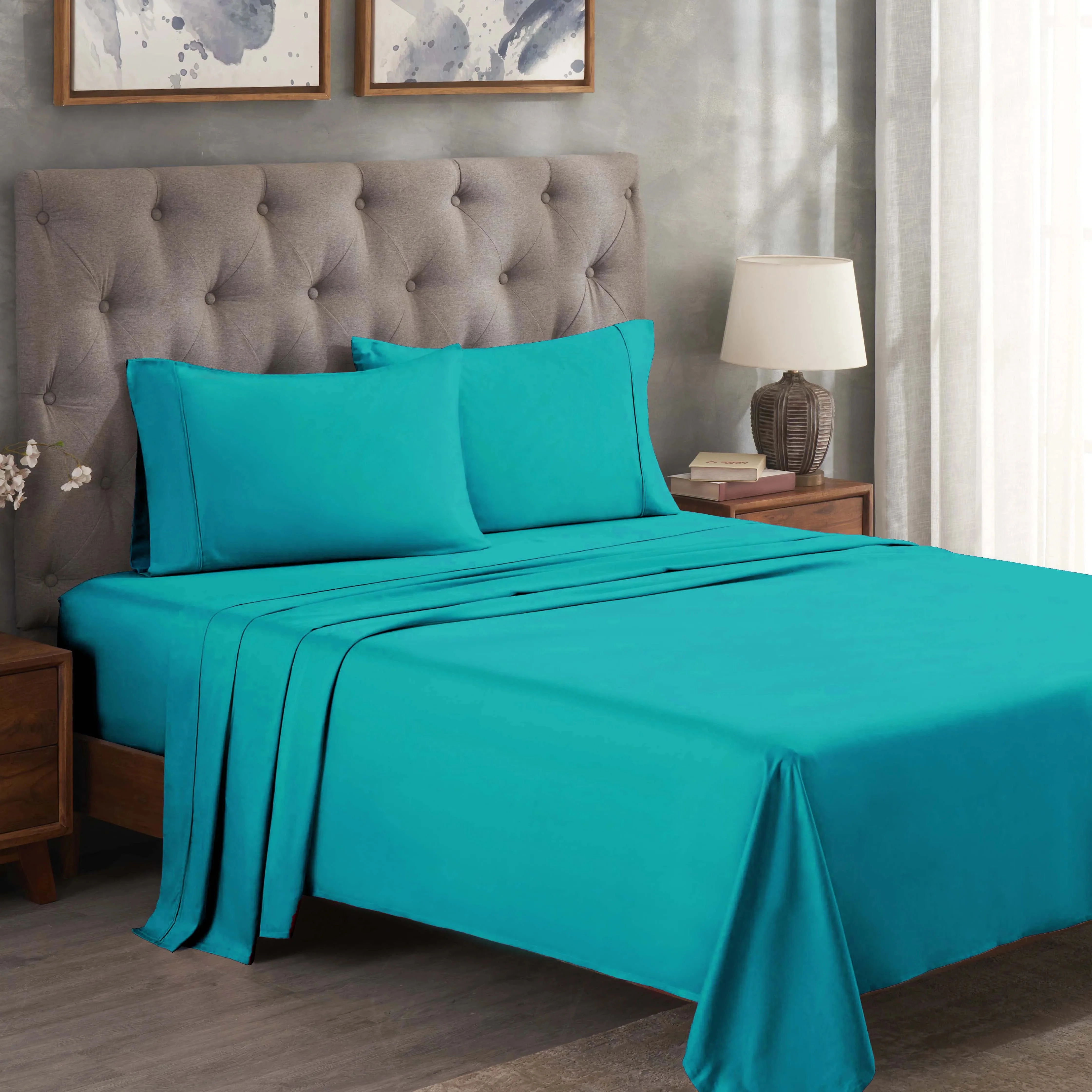 300 Thread Count Egyptian Cotton Sateen Bed Sheet Set - Image 17