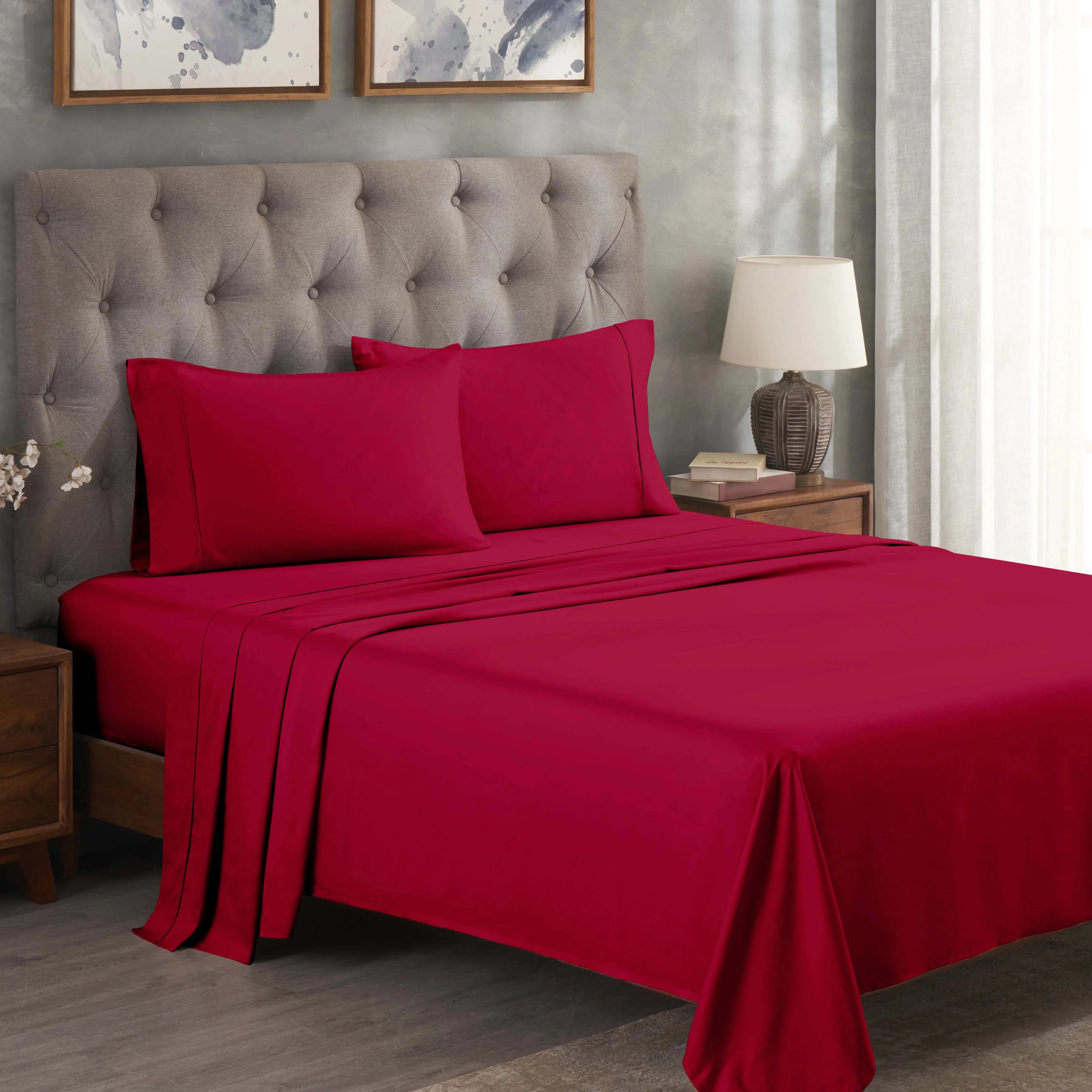 300 Thread Count Egyptian Cotton Sateen Bed Sheet Set - Image 18
