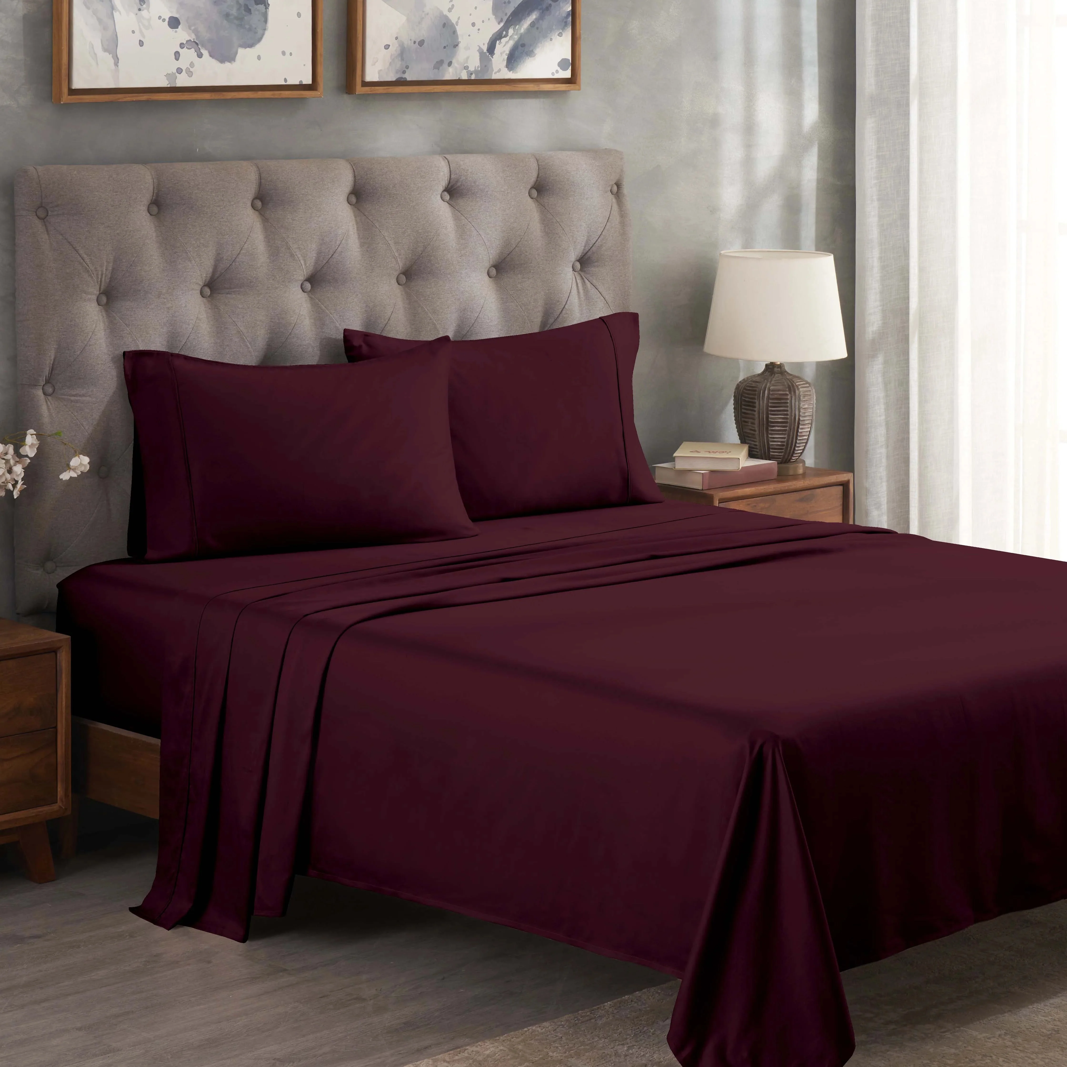 300 Thread Count Egyptian Cotton Sateen Bed Sheet Set - Image 20