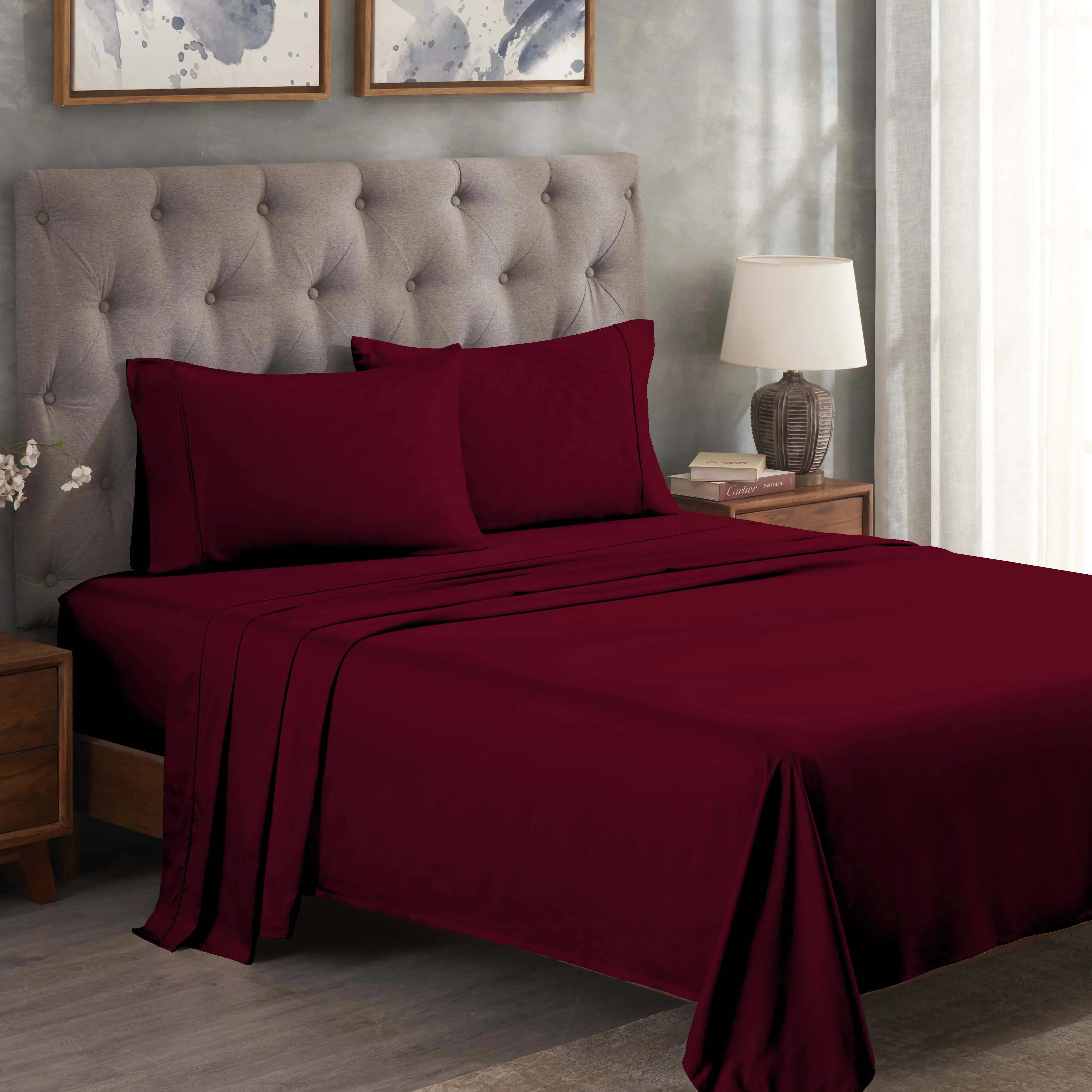 300 Thread Count Egyptian Cotton Sateen Bed Sheet Set - Image 22