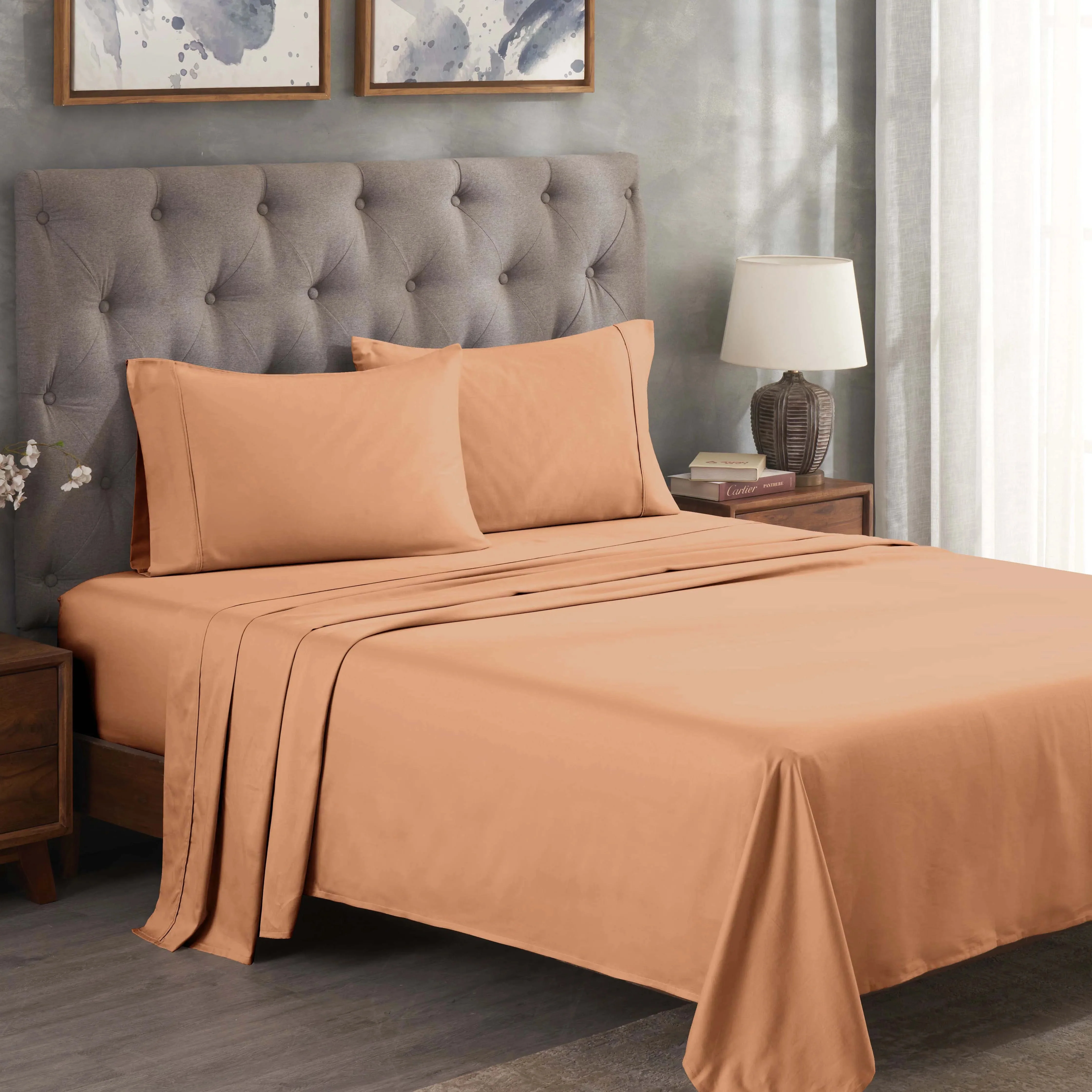300 Thread Count Egyptian Cotton Sateen Bed Sheet Set - Image 3