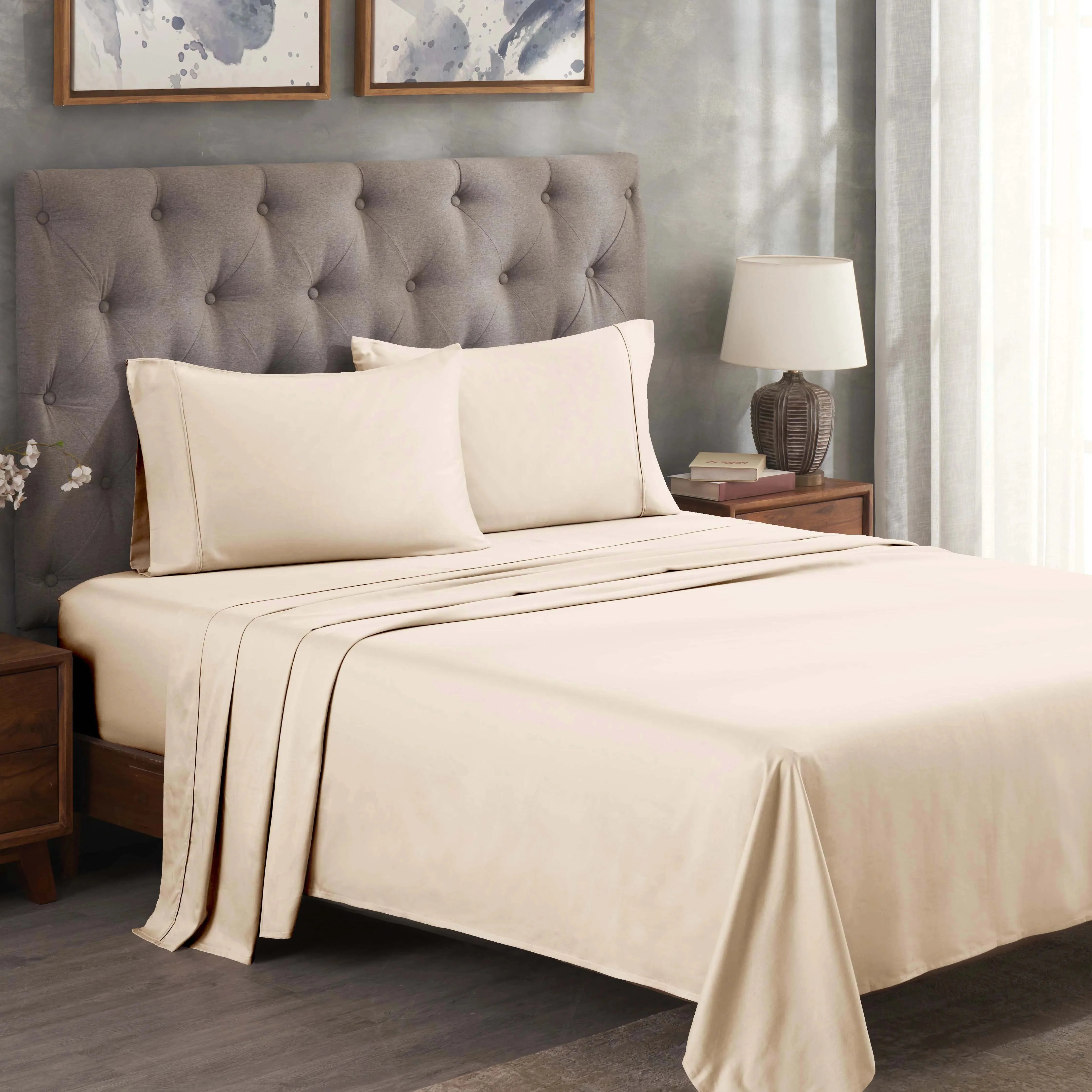 300 Thread Count Egyptian Cotton Sateen Bed Sheet Set - Image 4