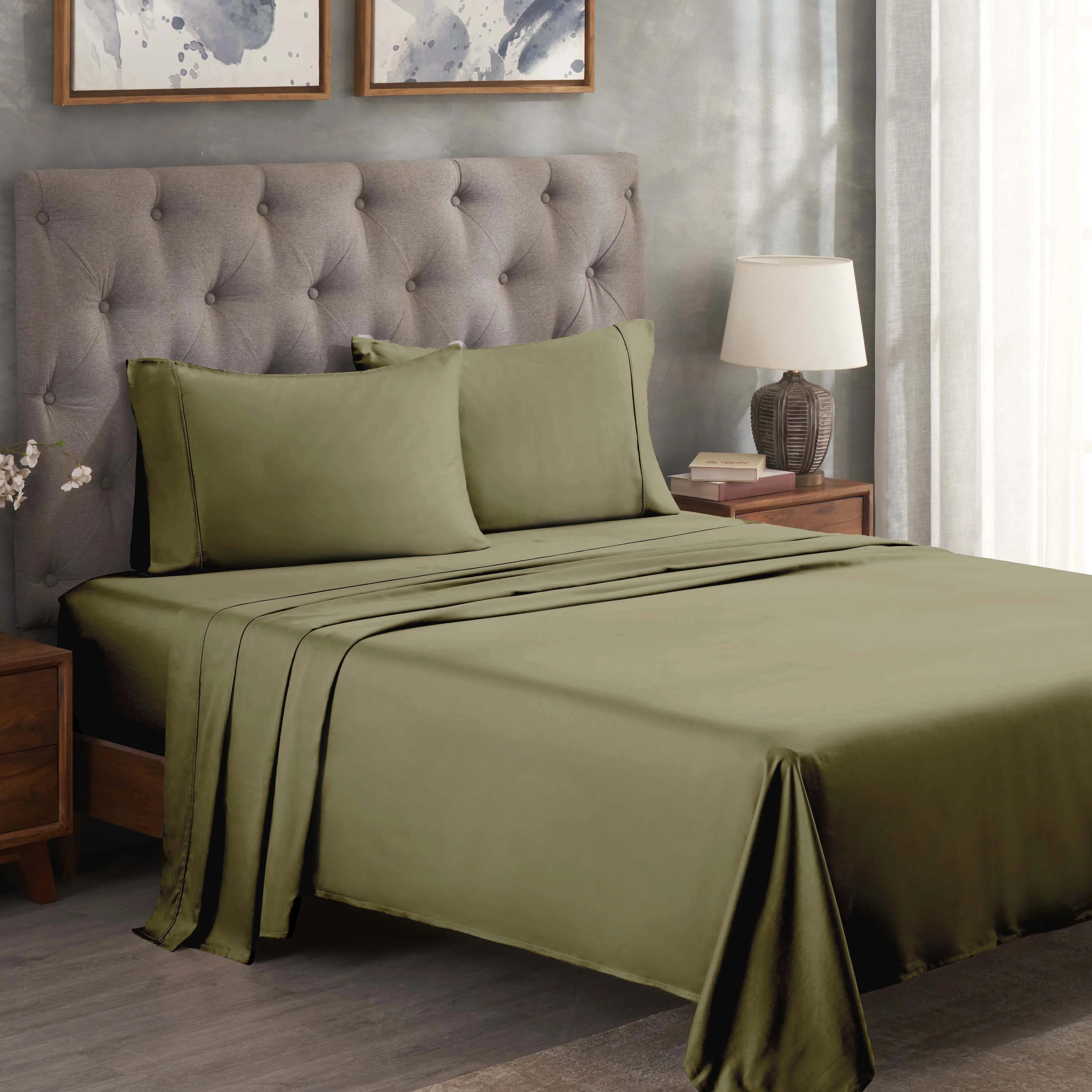 300 Thread Count Egyptian Cotton Sateen Bed Sheet Set - Image 5