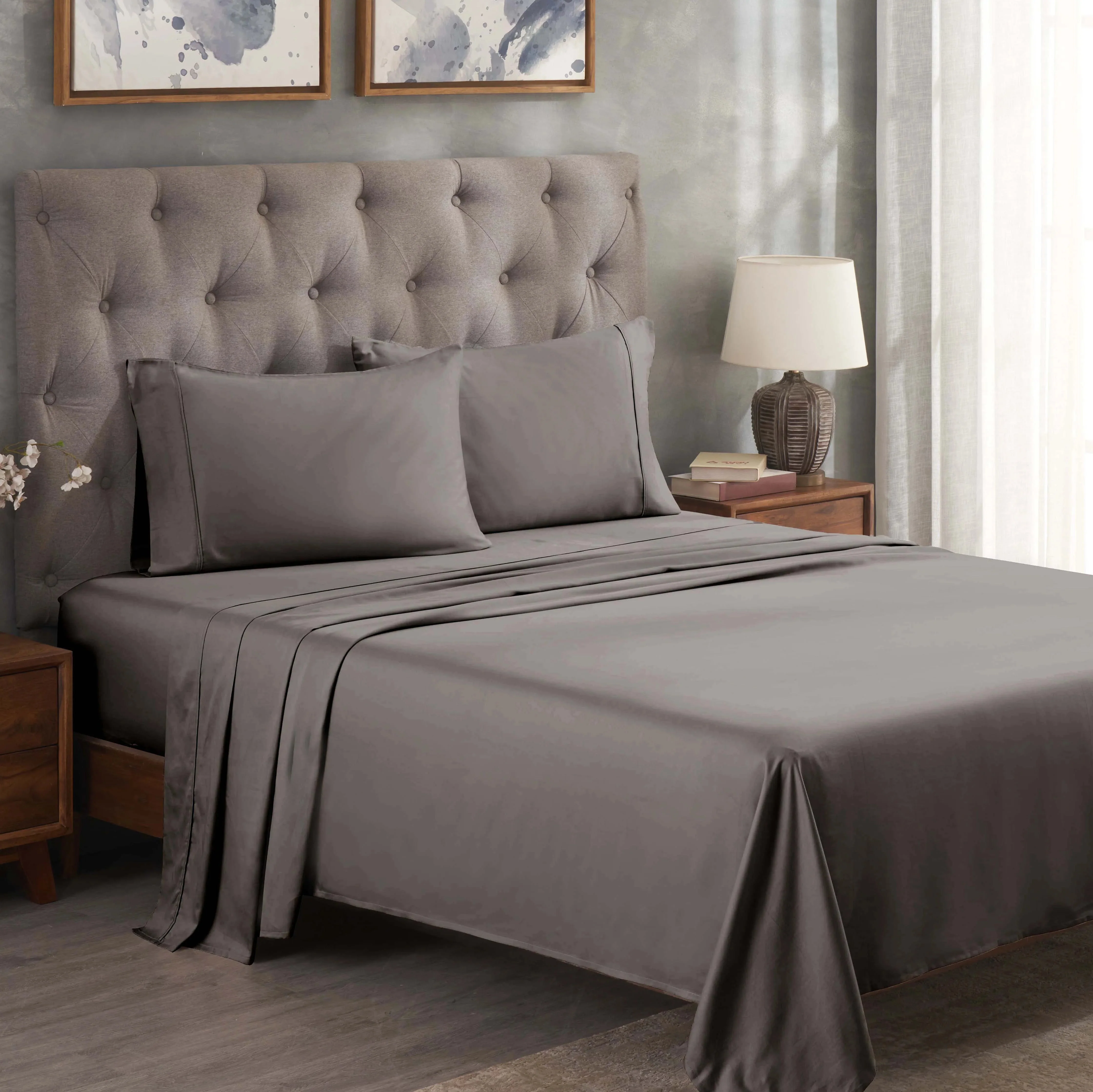 300 Thread Count Egyptian Cotton Sateen Bed Sheet Set - Image 7