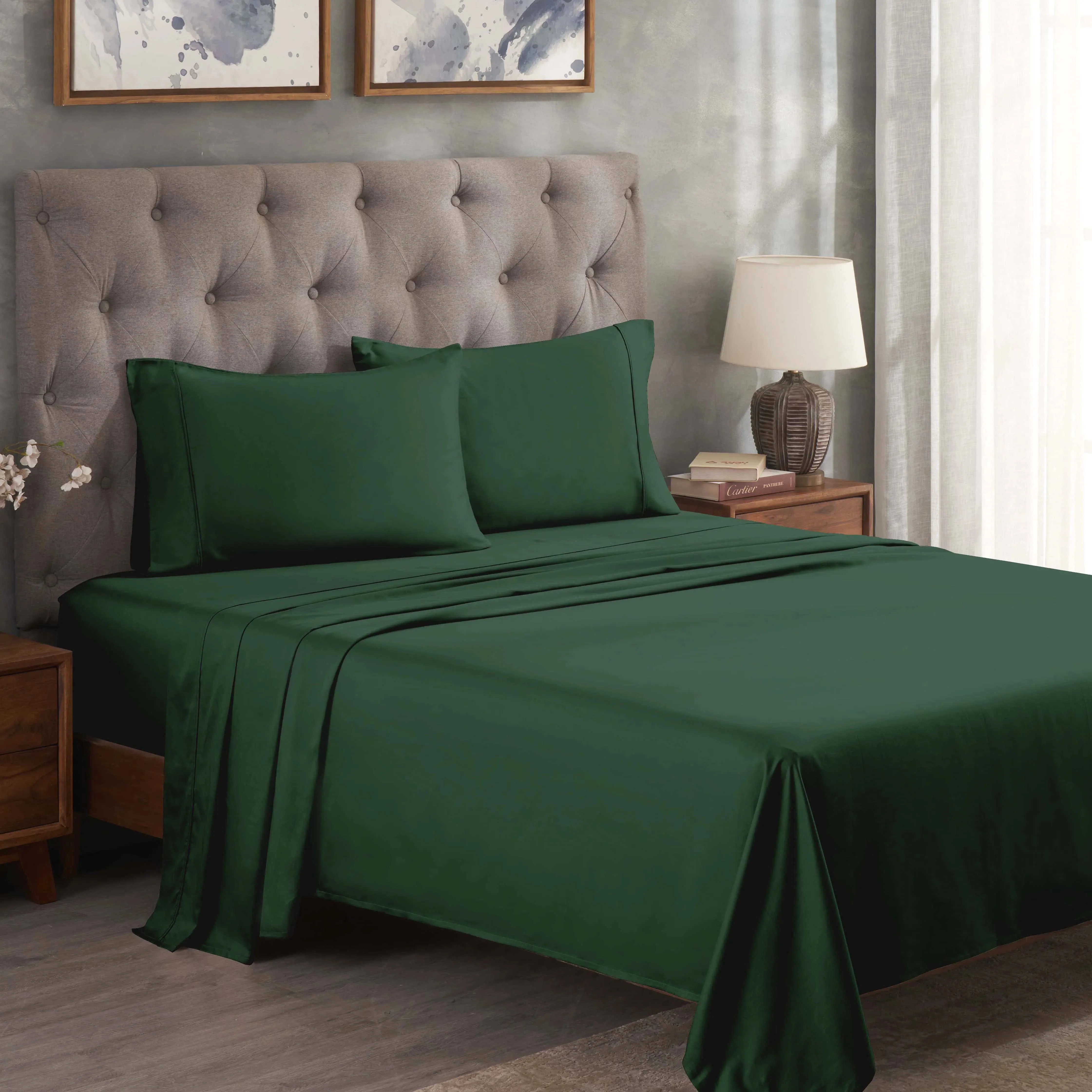 300 Thread Count Egyptian Cotton Sateen Bed Sheet Set - Image 9