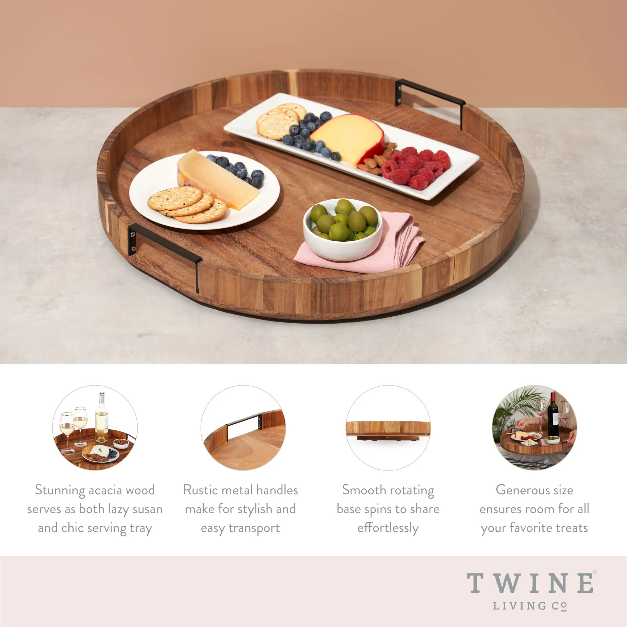 Acacia lazy susan by twine living™ - Image 4