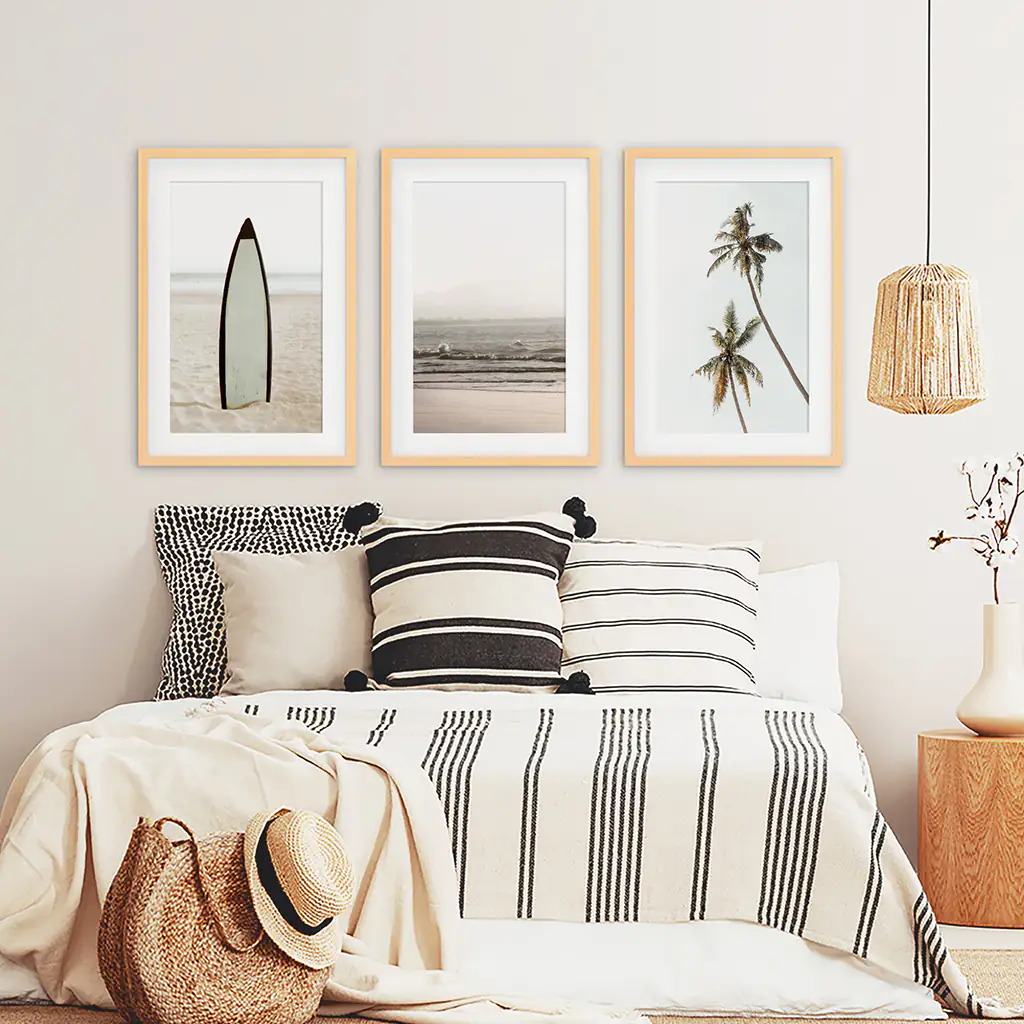 Beige Tones Coastal Wall Art. Surfboard, Ocean Beach, Palm - Image 7
