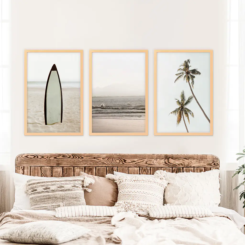 Beige Tones Coastal Wall Art. Surfboard, Ocean Beach, Palm - Image 8