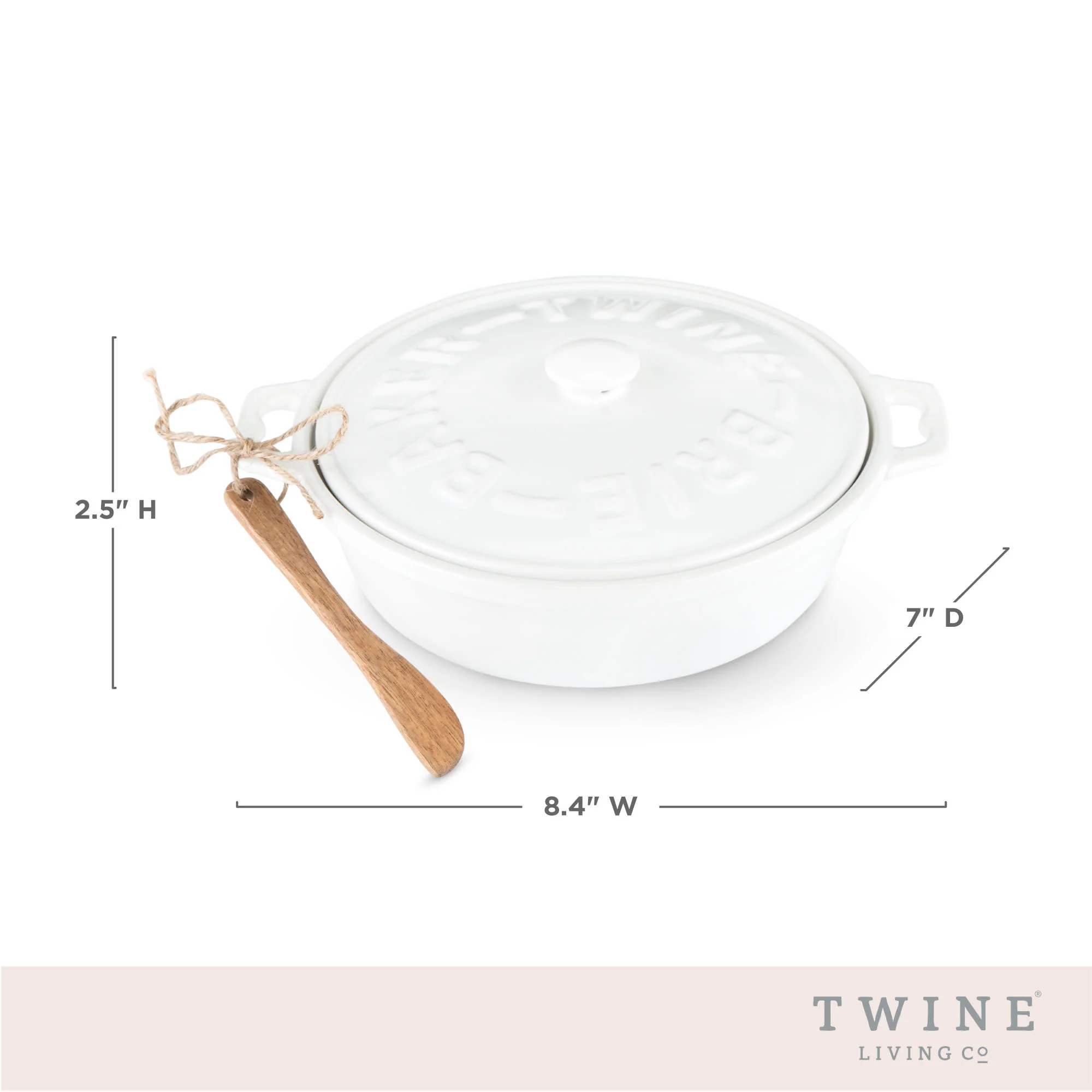 Ceramic brie baker & acacia wood spreader set by twine® - Image 5