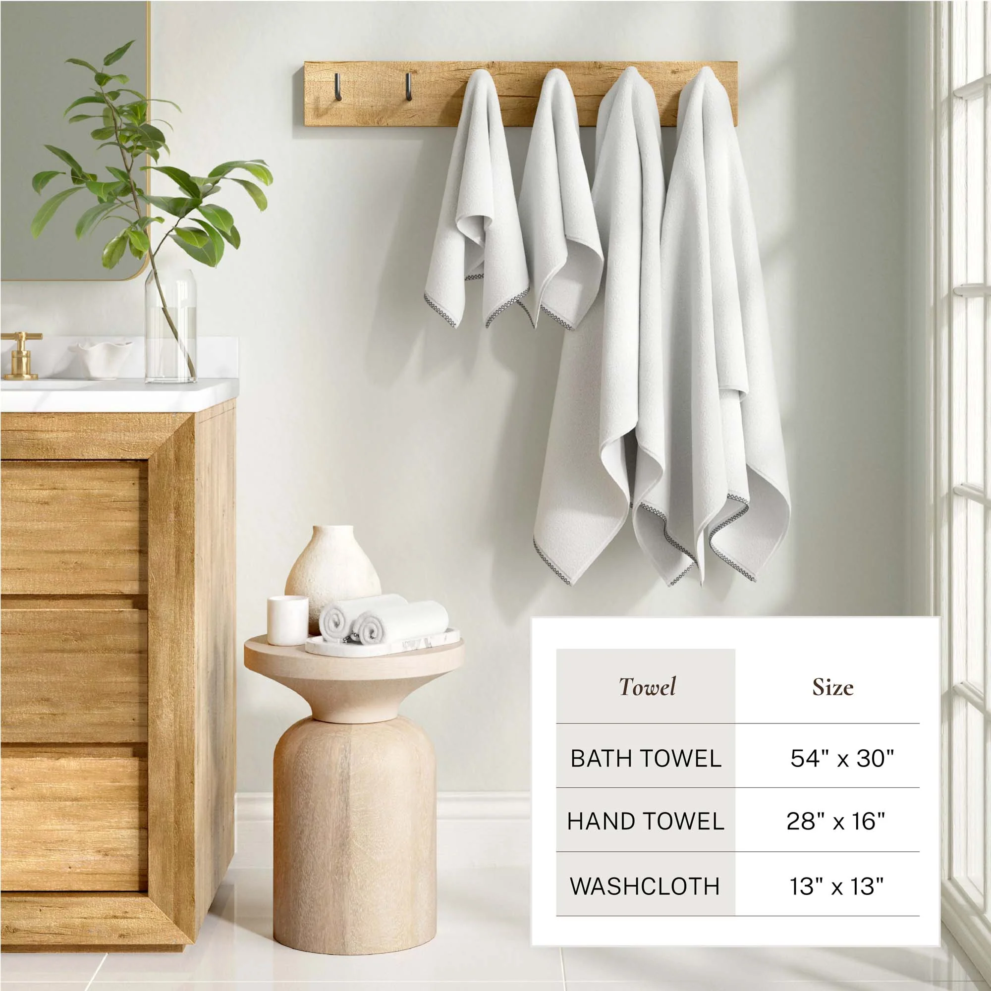 Cotton Border-Stitched 6-Piece Towel Set - Valery Collection - Image 102