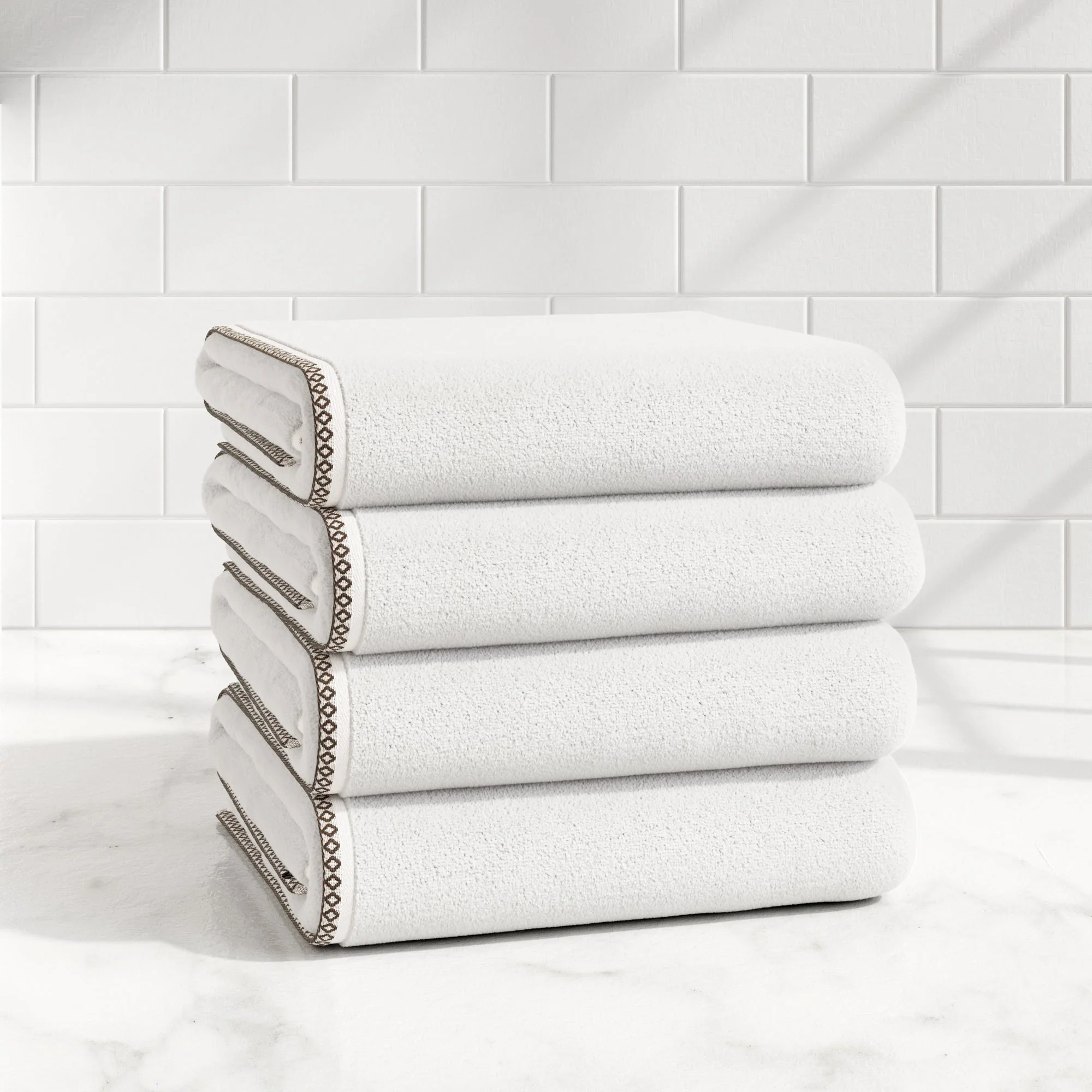 Cotton Border-Stitched 6-Piece Towel Set - Valery Collection - Image 103