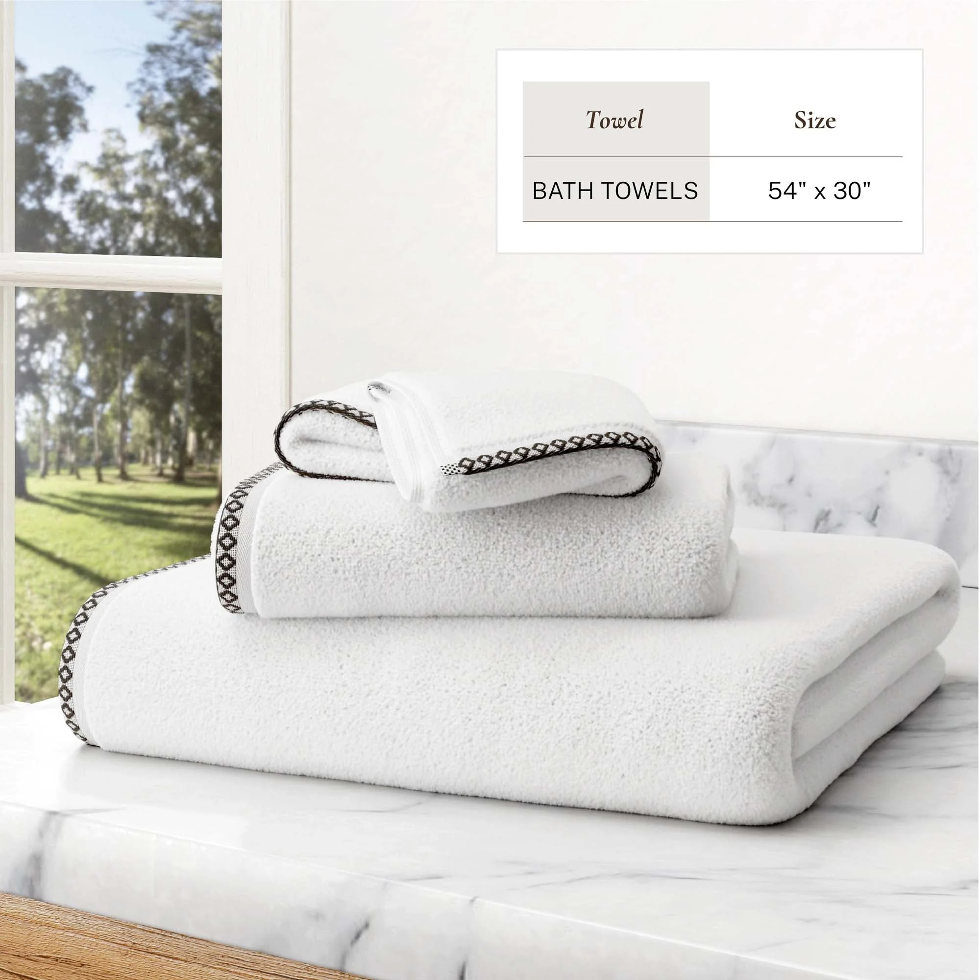 Cotton Border-Stitched 6-Piece Towel Set - Valery Collection - Image 108