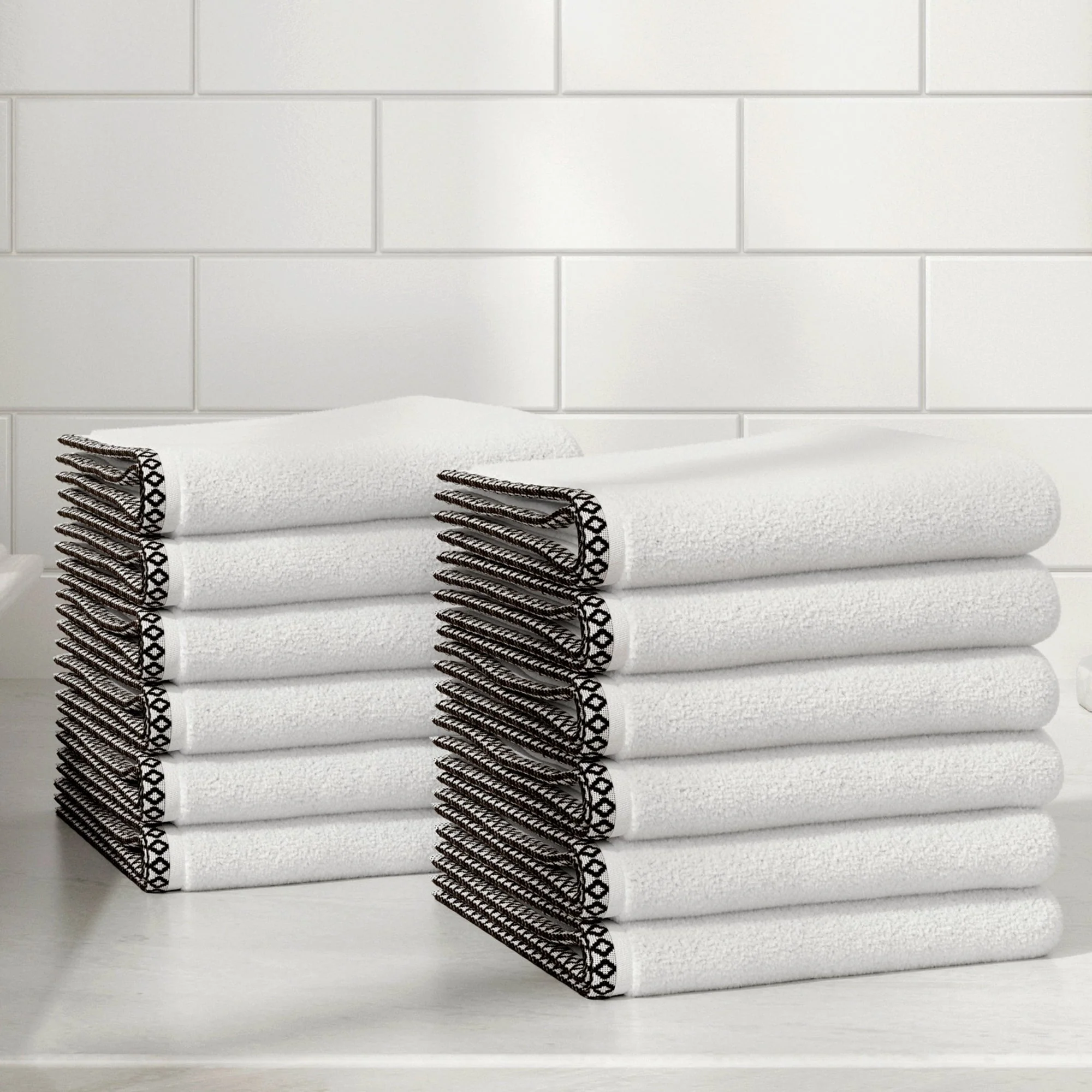 Cotton Border-Stitched 6-Piece Towel Set - Valery Collection - Image 115