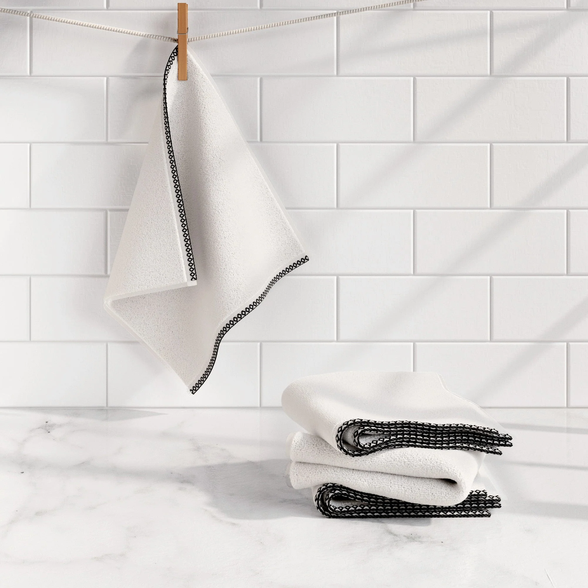 Cotton Border-Stitched 6-Piece Towel Set - Valery Collection - Image 117