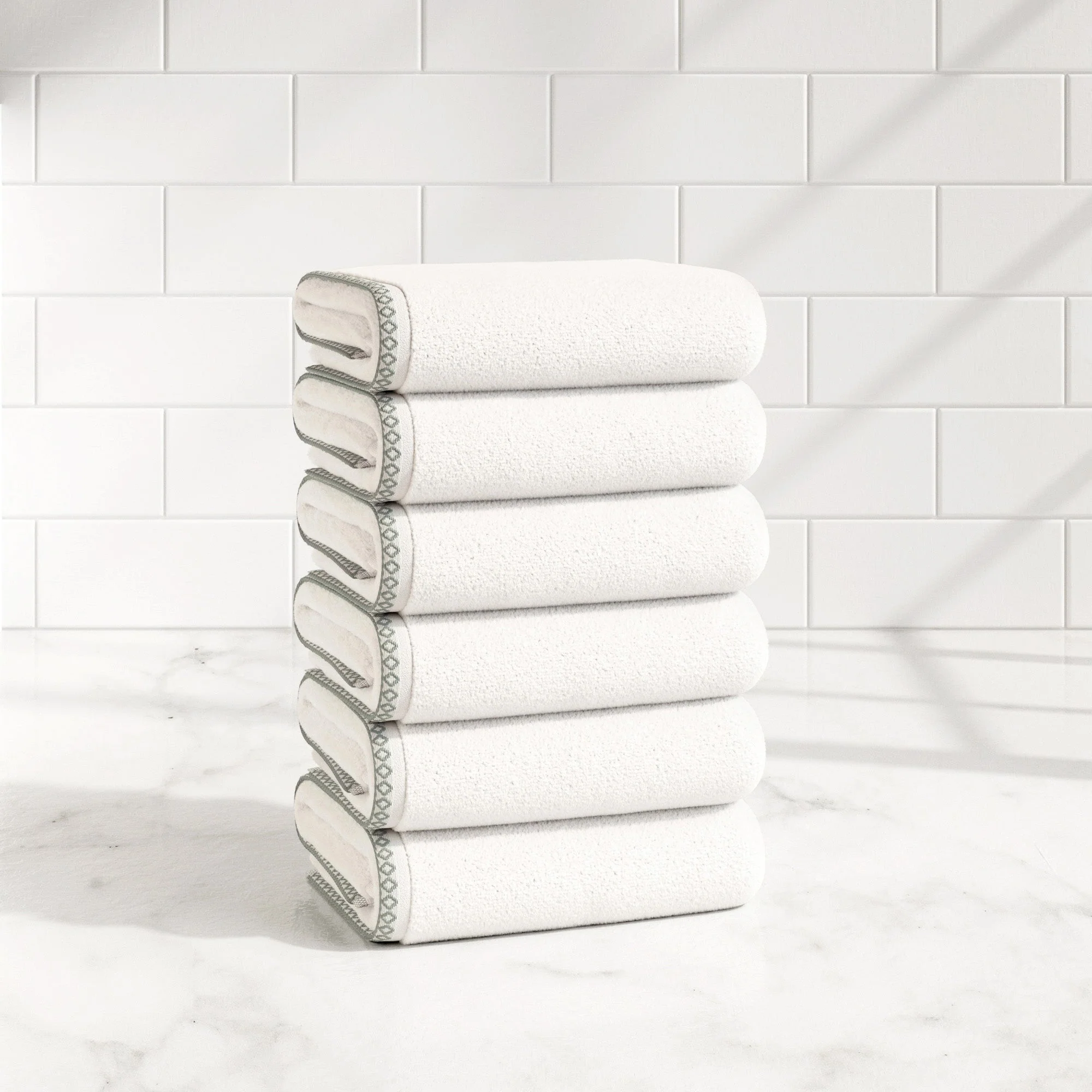 Cotton Border-Stitched 6-Piece Towel Set - Valery Collection - Image 13