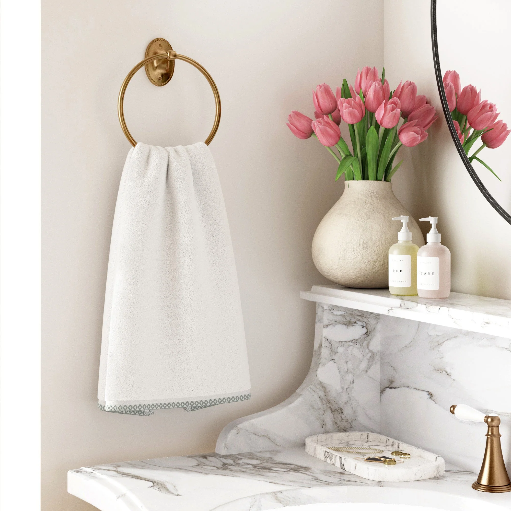 Cotton Border-Stitched 6-Piece Towel Set - Valery Collection - Image 15