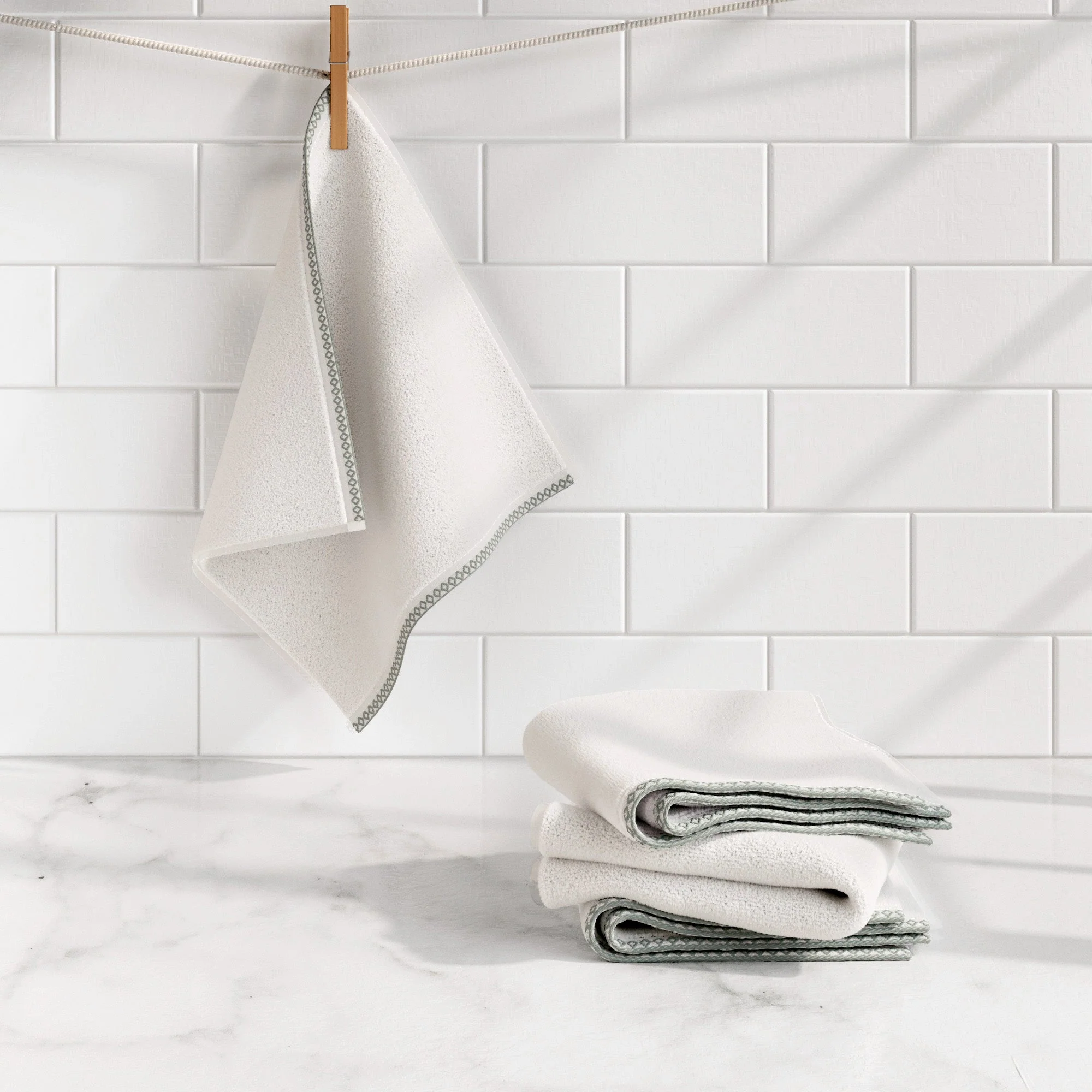 Cotton Border-Stitched 6-Piece Towel Set - Valery Collection - Image 21