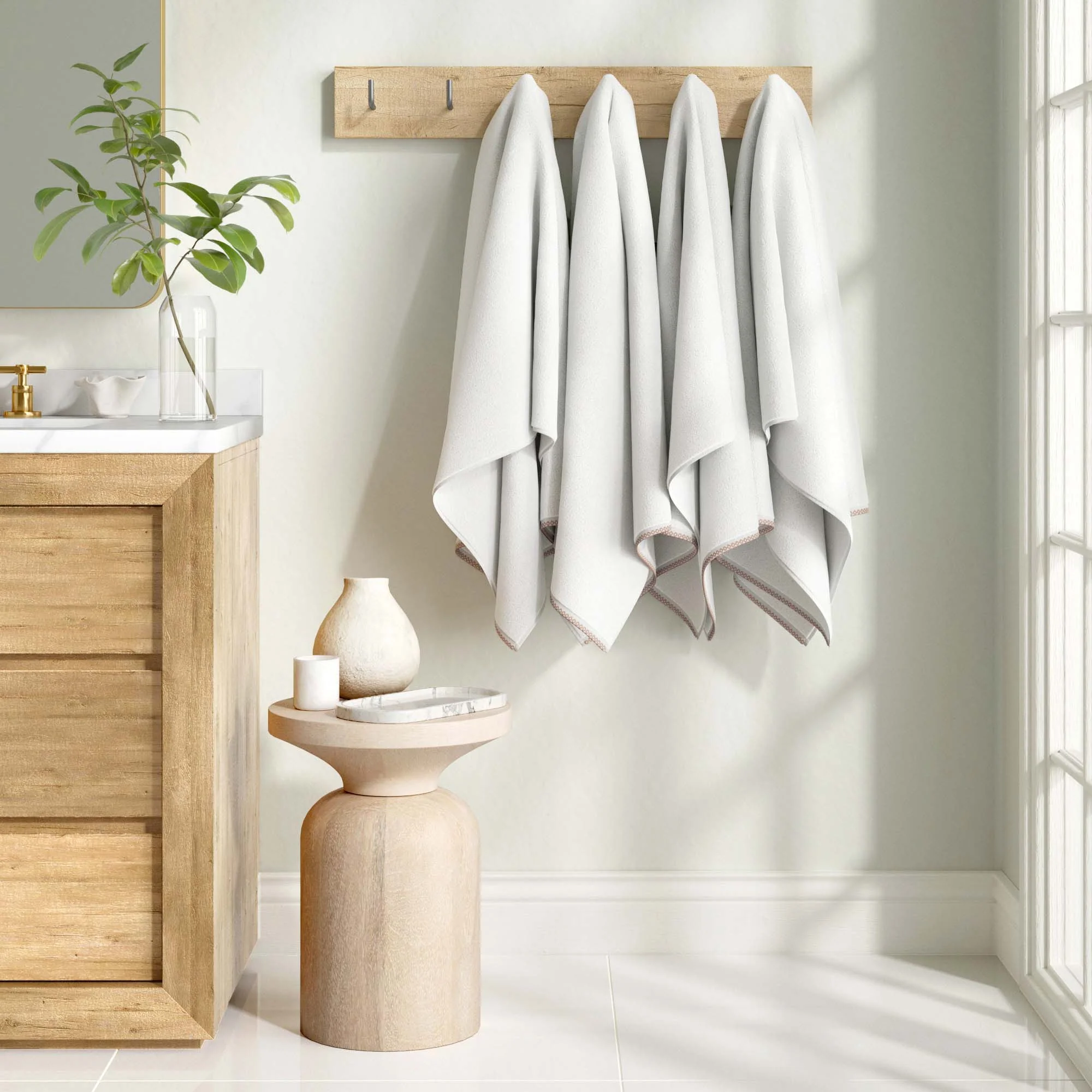 Cotton Border-Stitched 6-Piece Towel Set - Valery Collection - Image 30