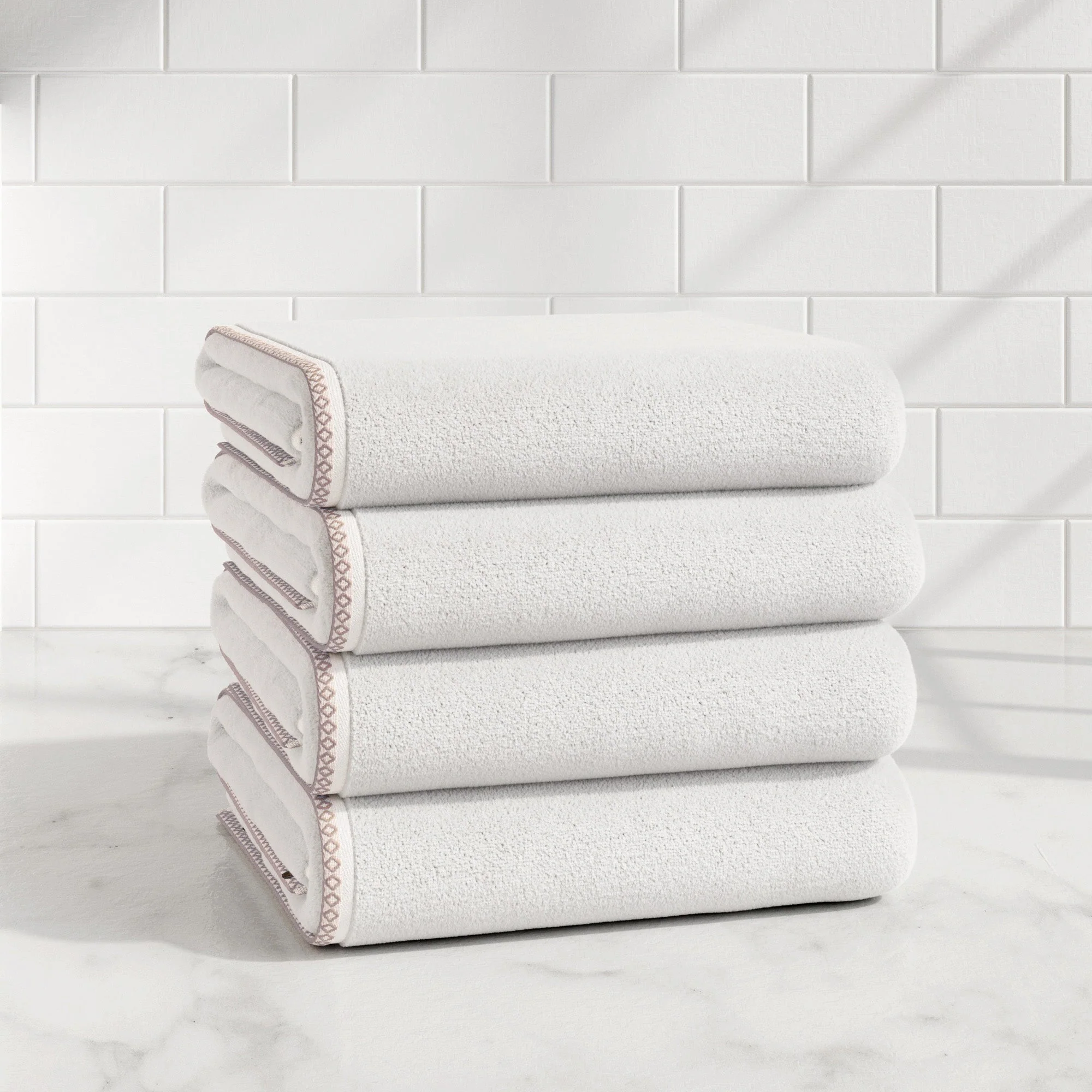Cotton Border-Stitched 6-Piece Towel Set - Valery Collection - Image 31