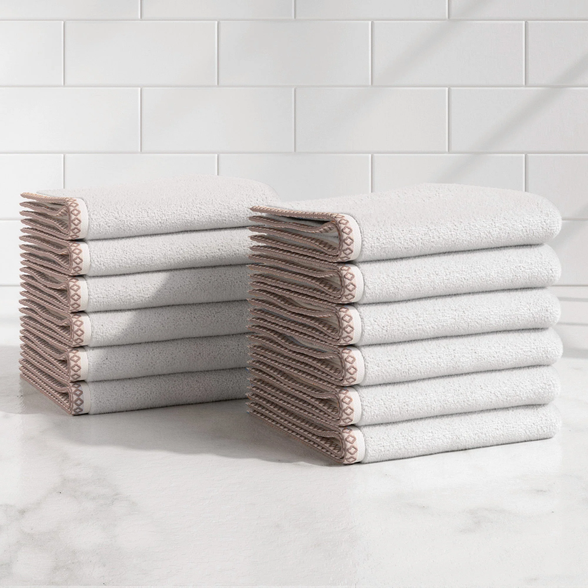 Cotton Border-Stitched 6-Piece Towel Set - Valery Collection - Image 43
