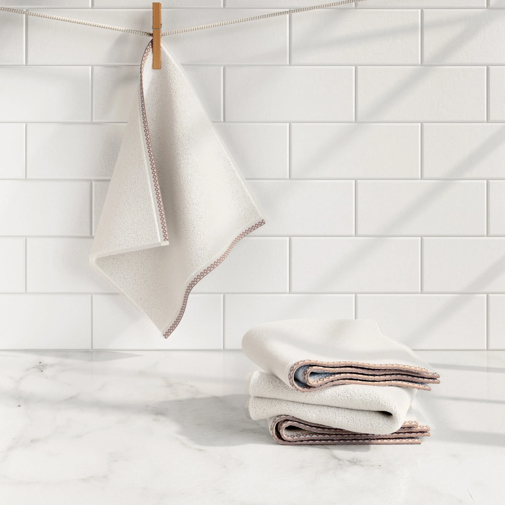 Cotton Border-Stitched 6-Piece Towel Set - Valery Collection - Image 45