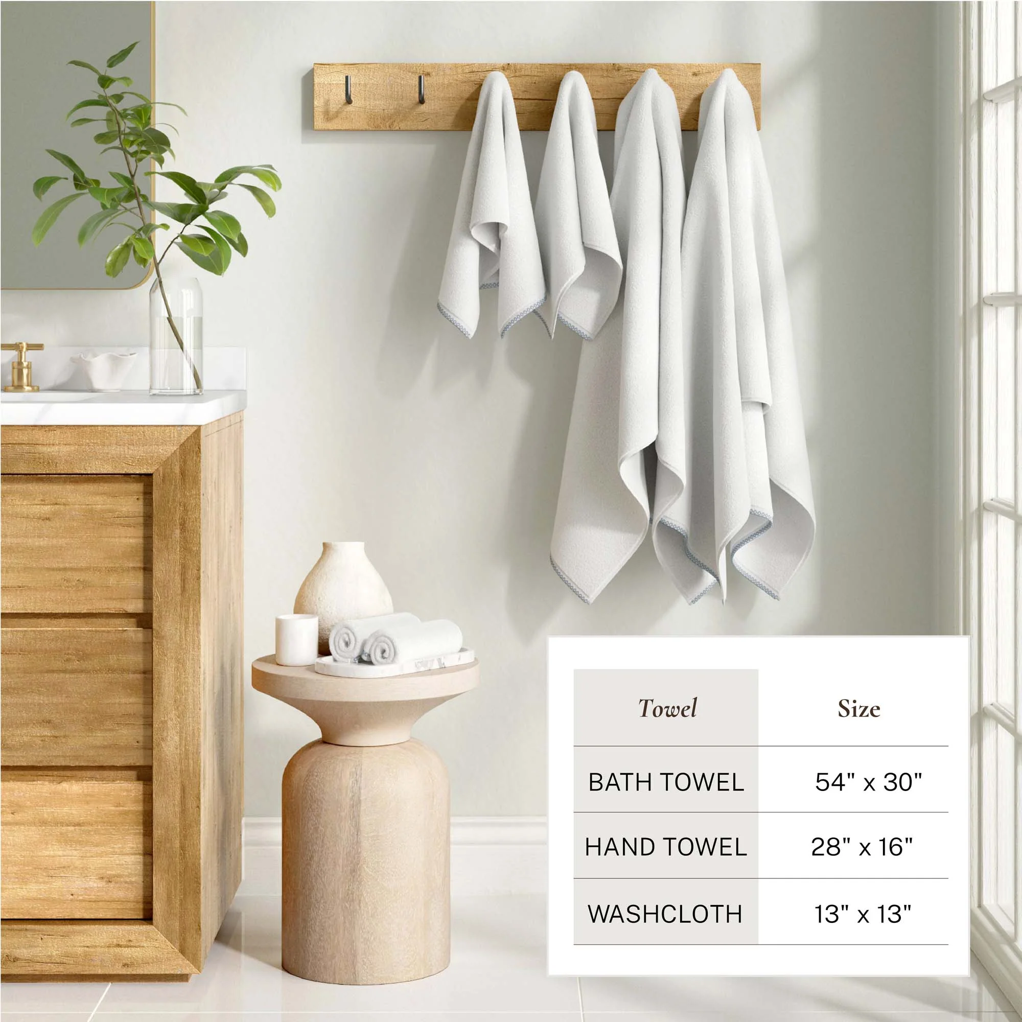 Cotton Border-Stitched 6-Piece Towel Set - Valery Collection - Image 54