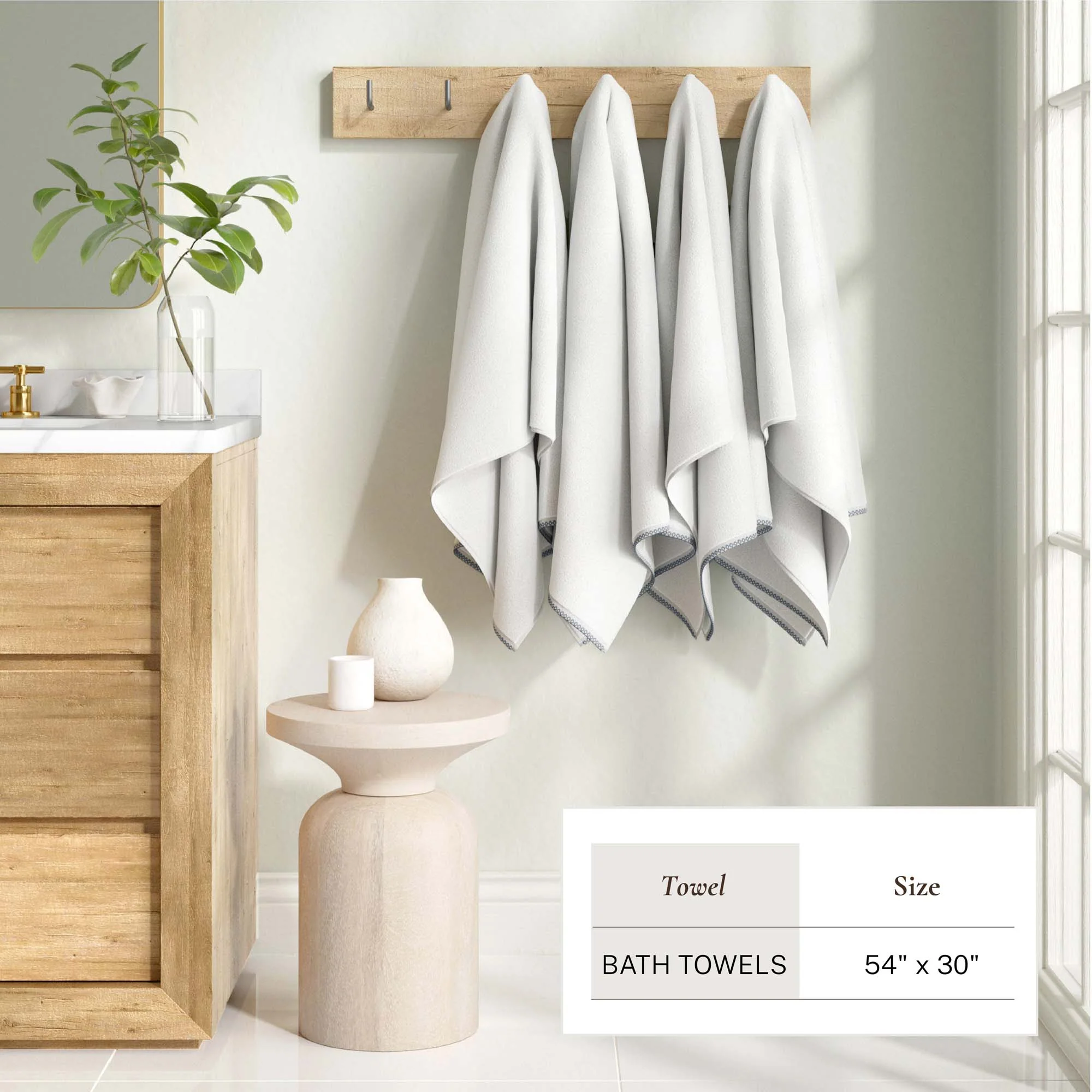 Cotton Border-Stitched 6-Piece Towel Set - Valery Collection - Image 60