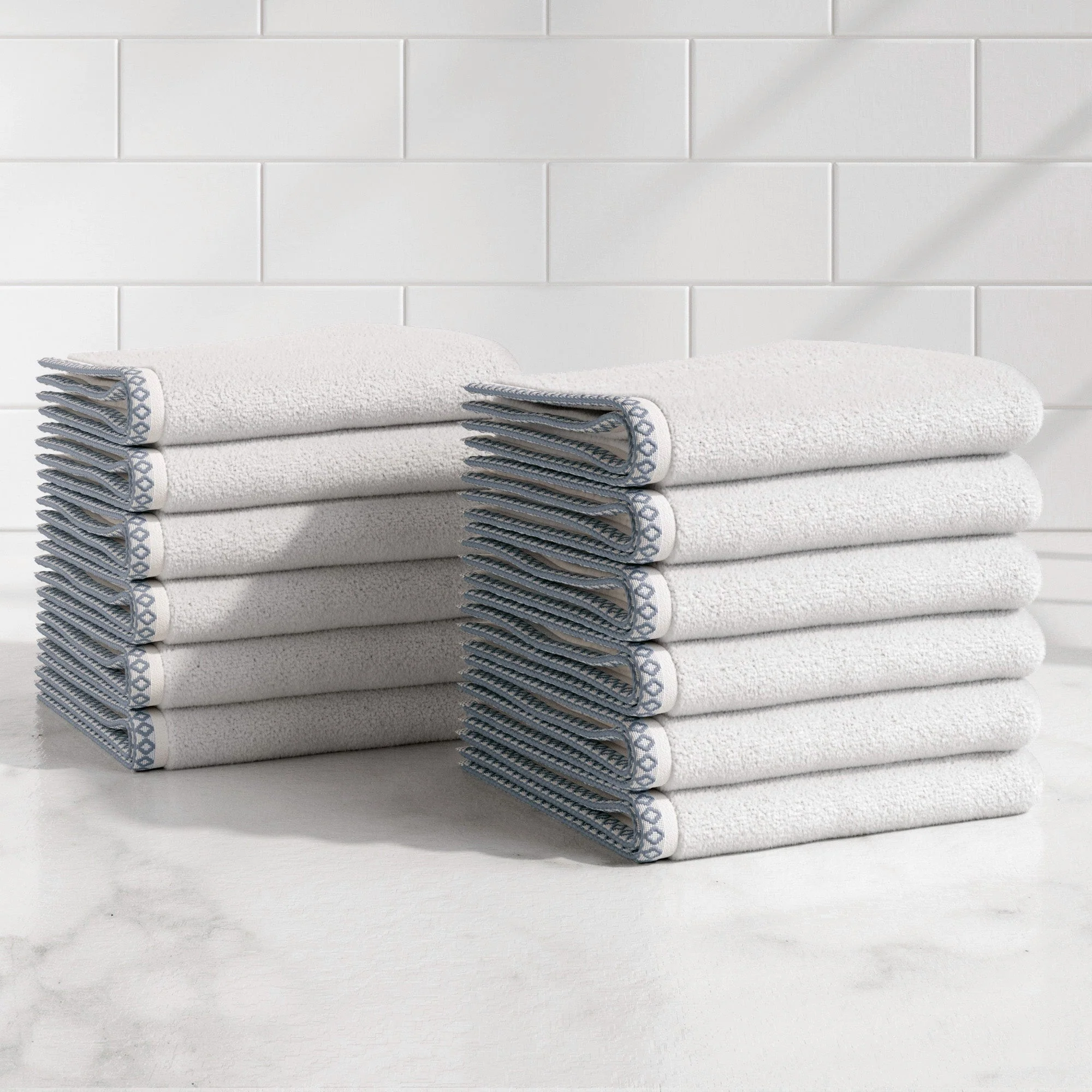 Cotton Border-Stitched 6-Piece Towel Set - Valery Collection - Image 67
