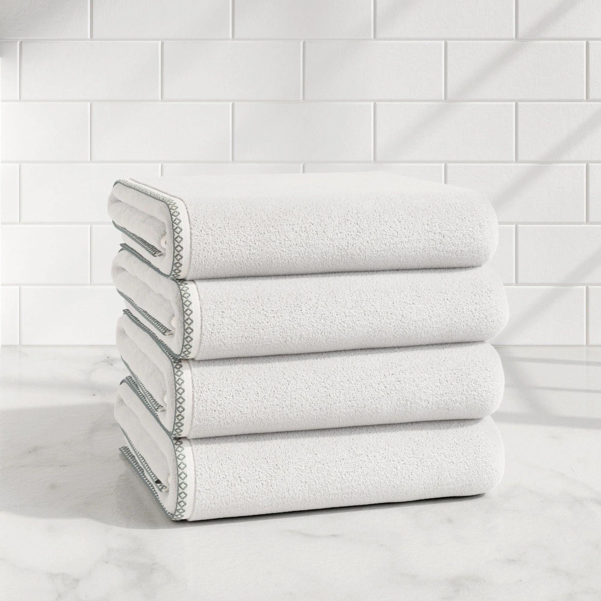 Cotton Border-Stitched 6-Piece Towel Set - Valery Collection - Image 7