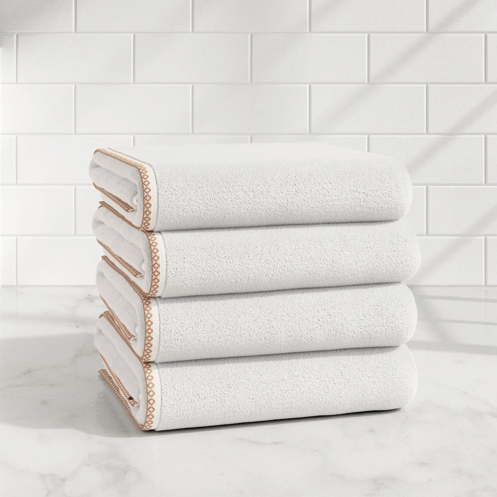 Cotton Border-Stitched 6-Piece Towel Set - Valery Collection - Image 79