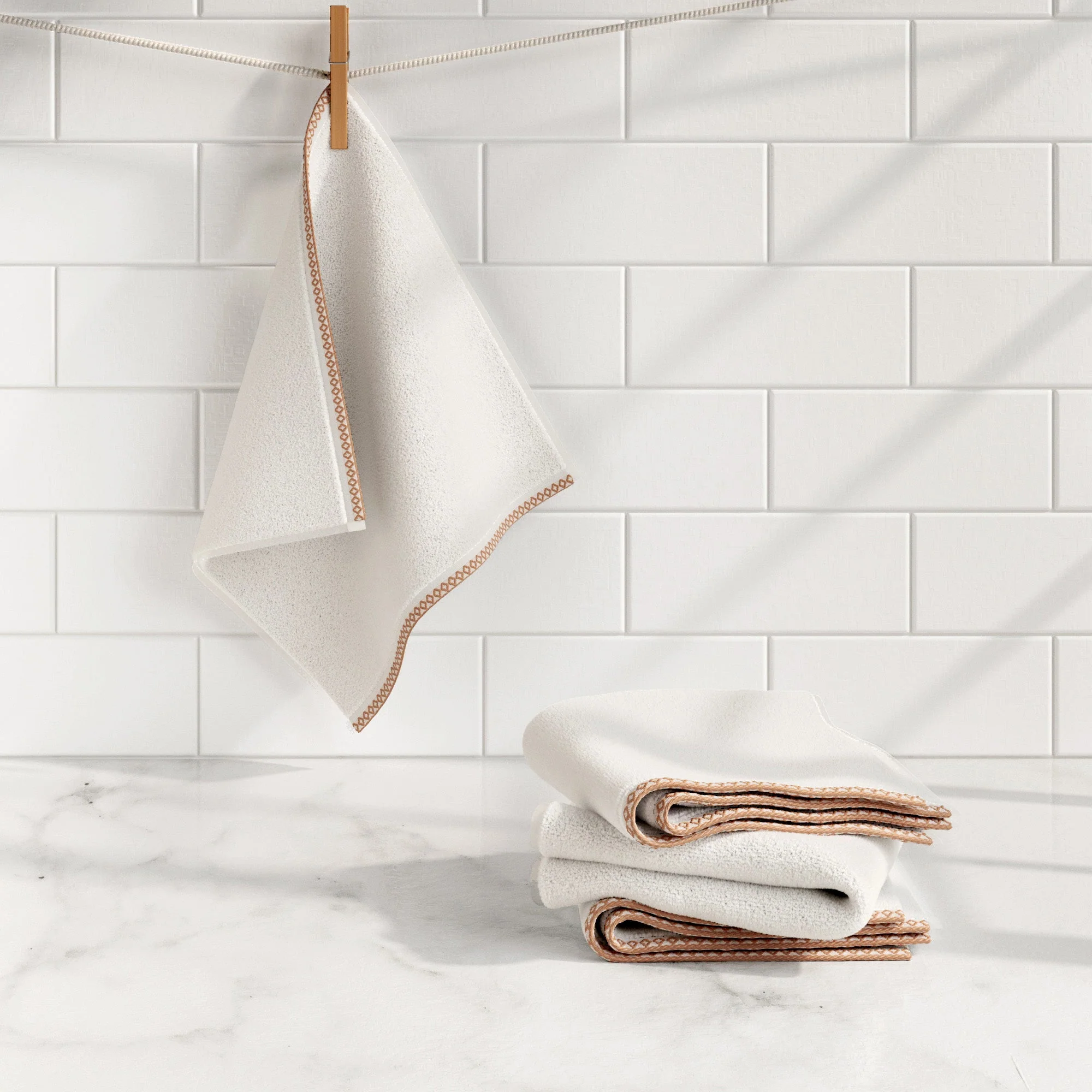 Cotton Border-Stitched 6-Piece Towel Set - Valery Collection - Image 93