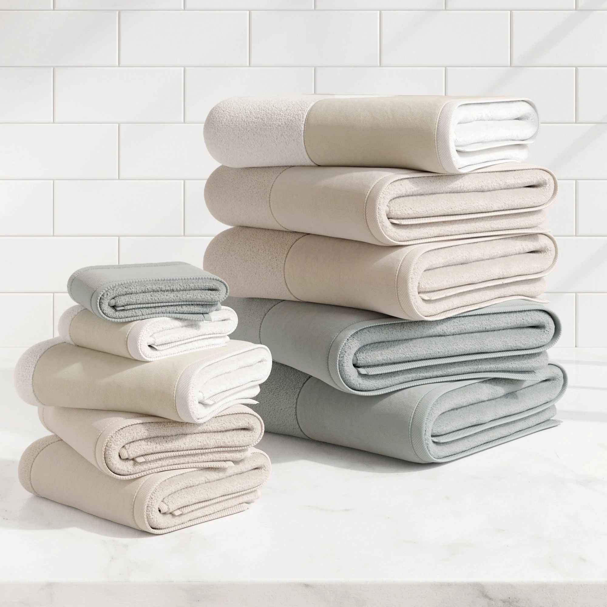 Cotton Linen-Like Border 6-Piece Towel Set - Priya Collection - Image 51
