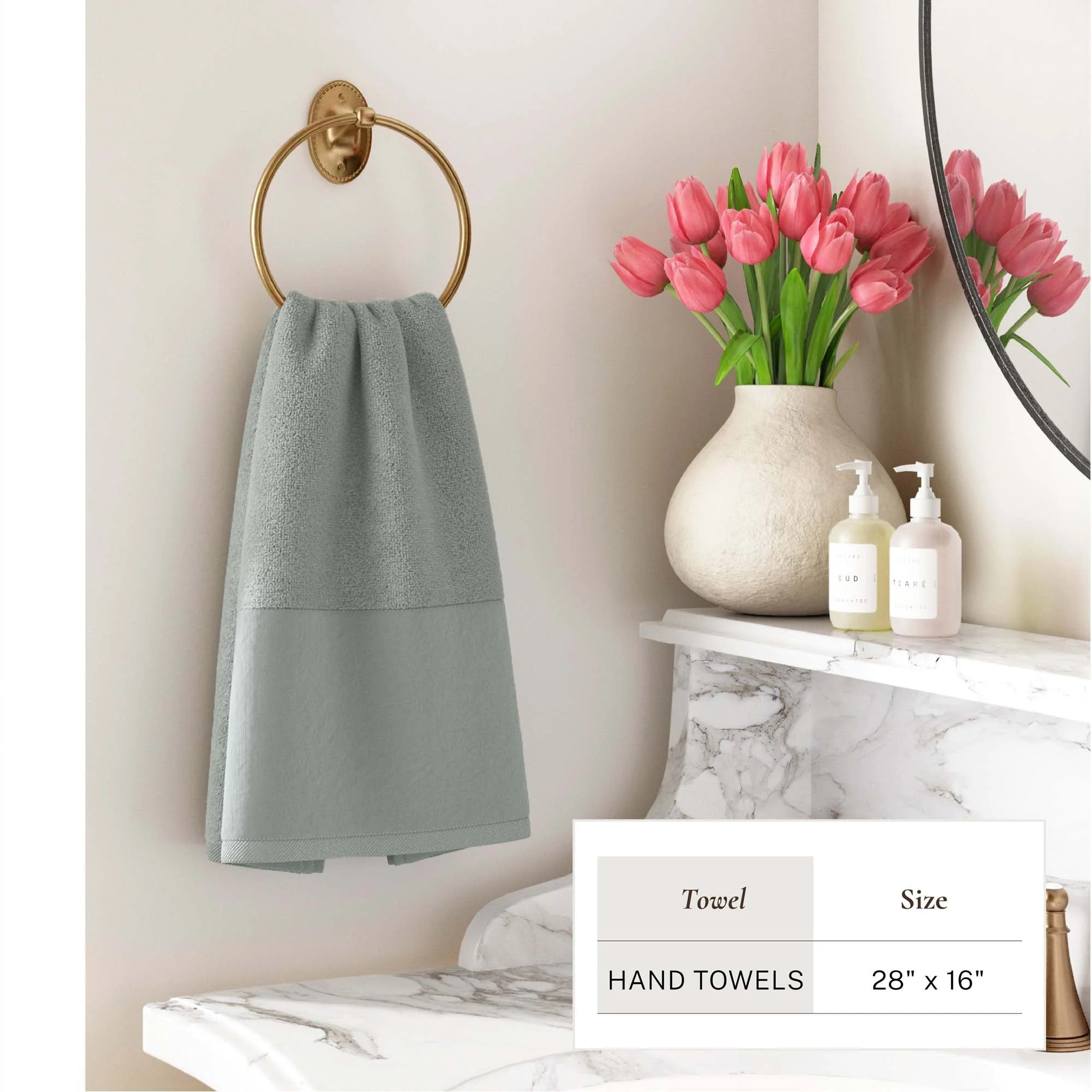 Cotton Linen-Like Border 6-Piece Towel Set - Priya Collection - Image 54