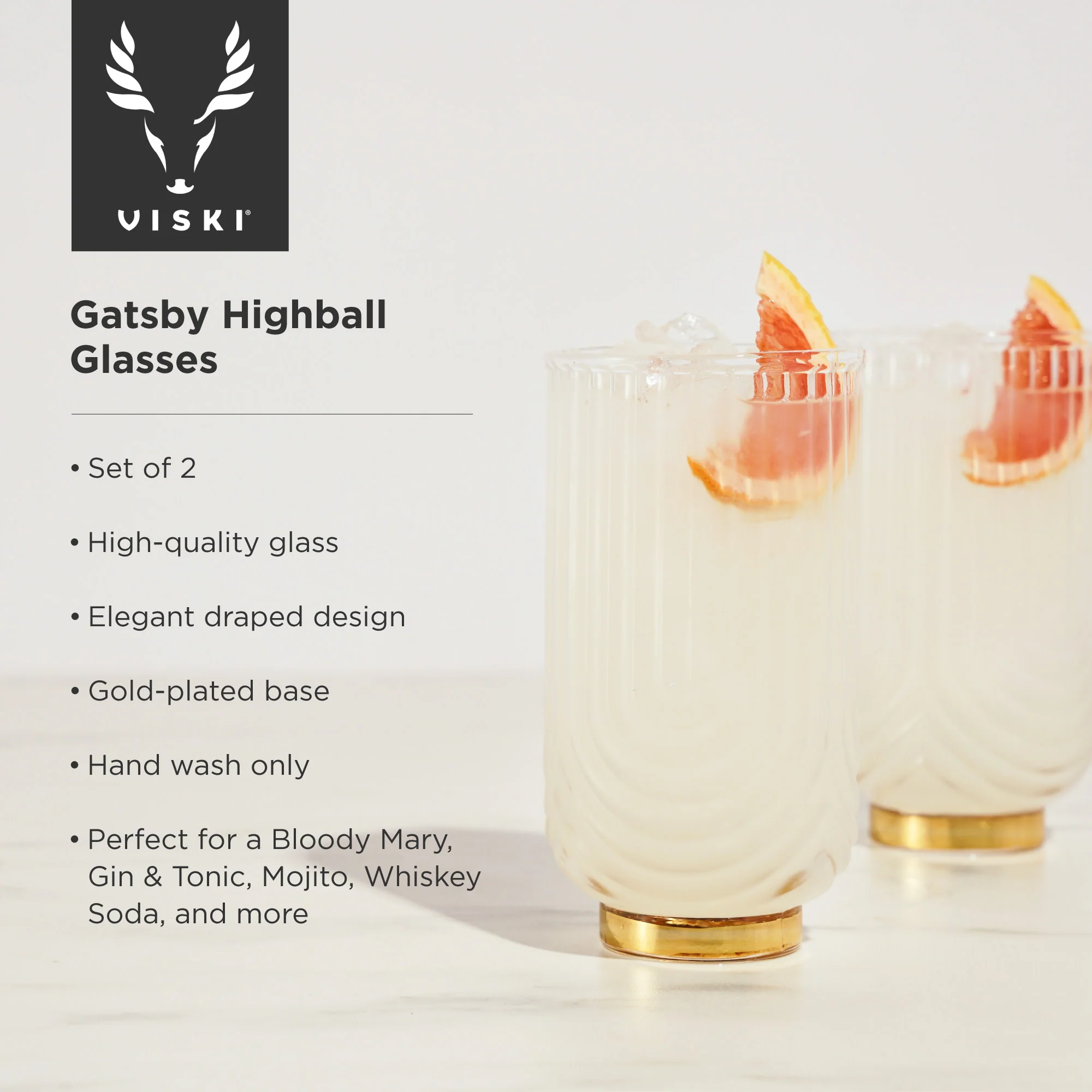 Deco gatsby crystal highball glasses viski® - Image 3