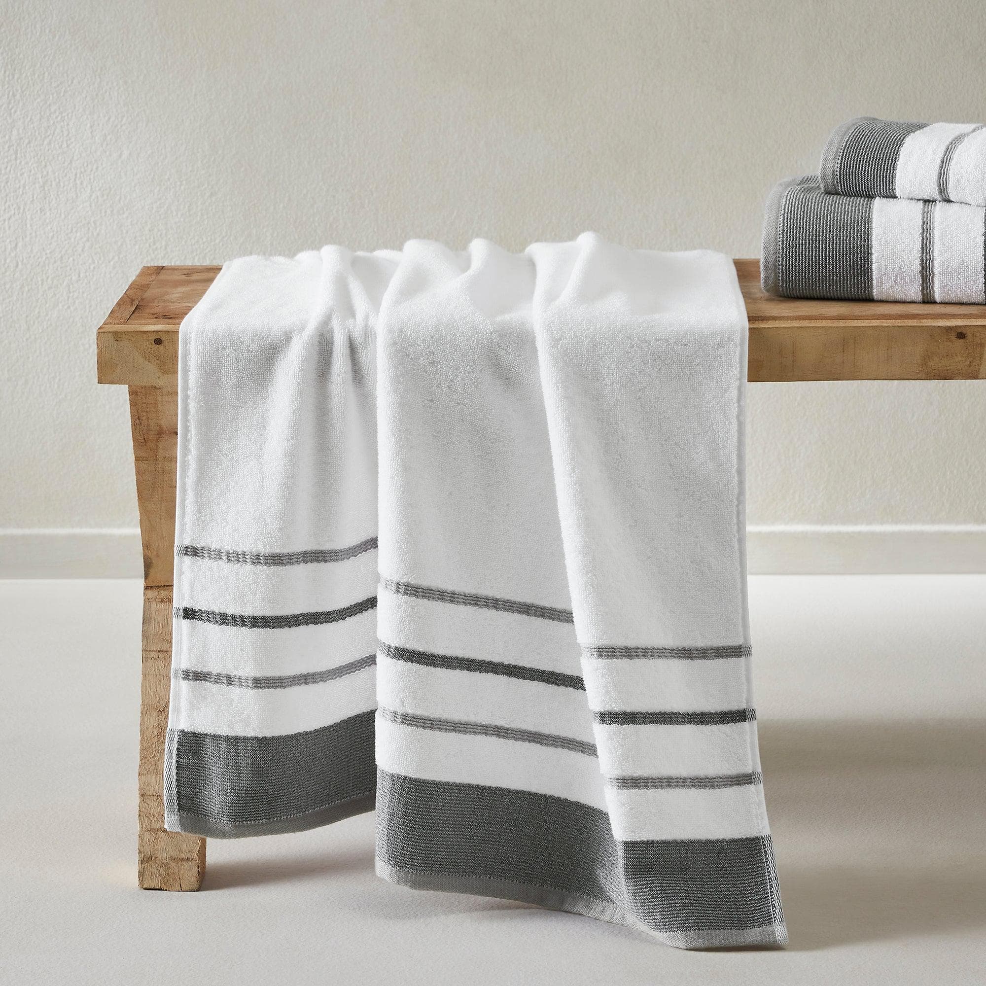Decorative Cotton Stripe Bath Towel Set - Noelle Collection - Image 3