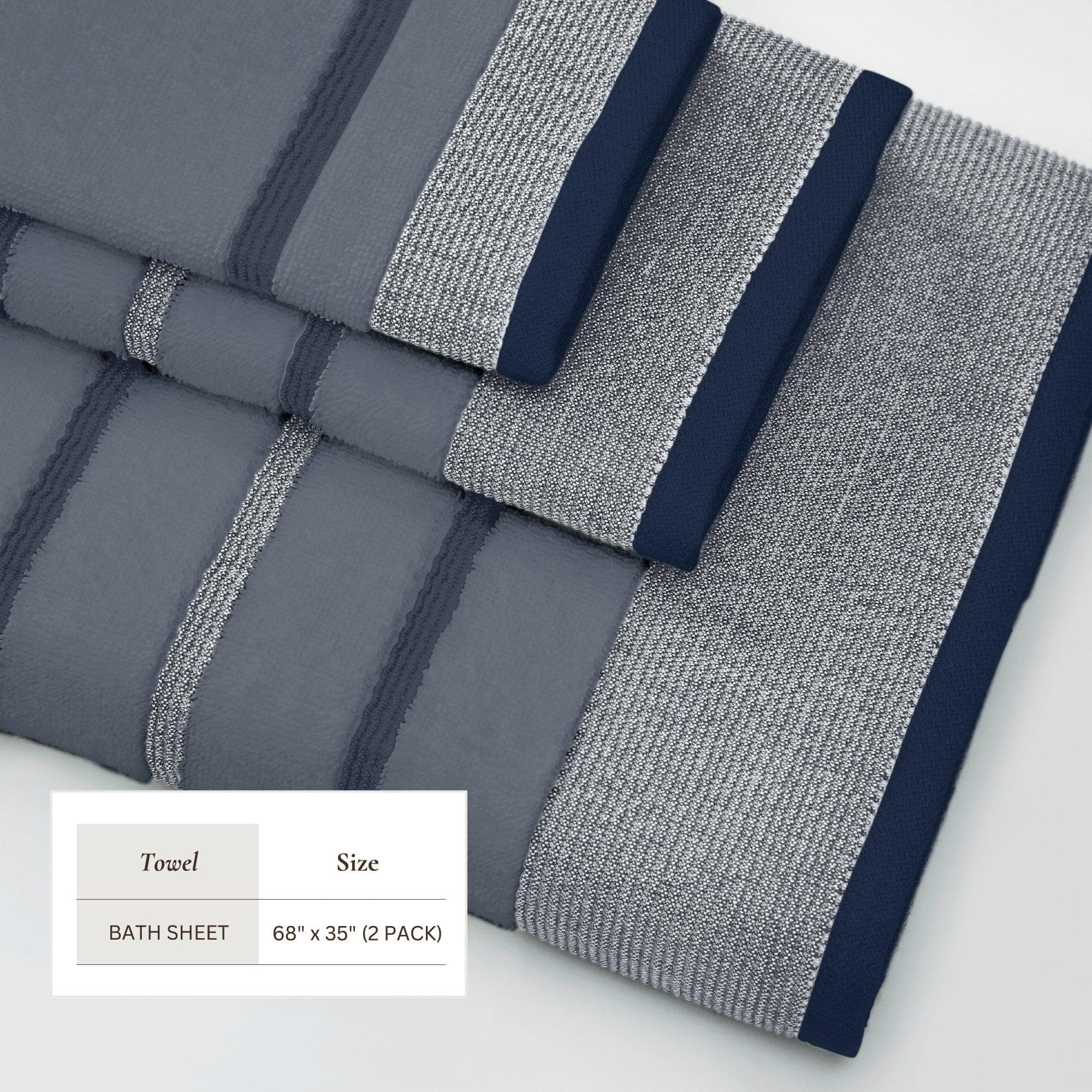 Decorative Cotton Stripe Bath Towel Set - Noelle Collection - Image 80