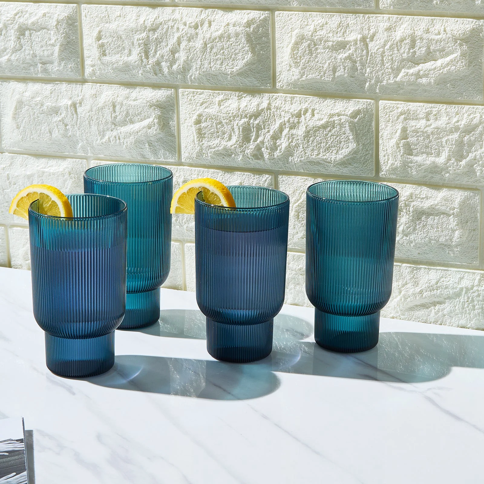 Eze Acrylic Ribbed Highball Glassware, Set of 4 - Image 4