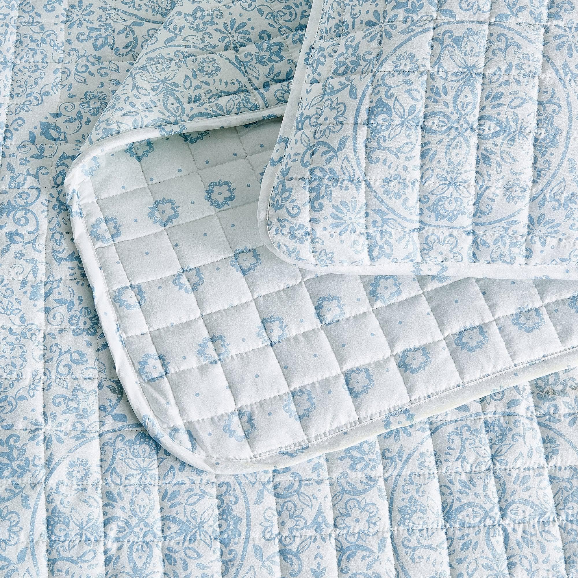 Floral Medallion Printed Microfiber Quilt Set - Kaleigh Collection - Image 6