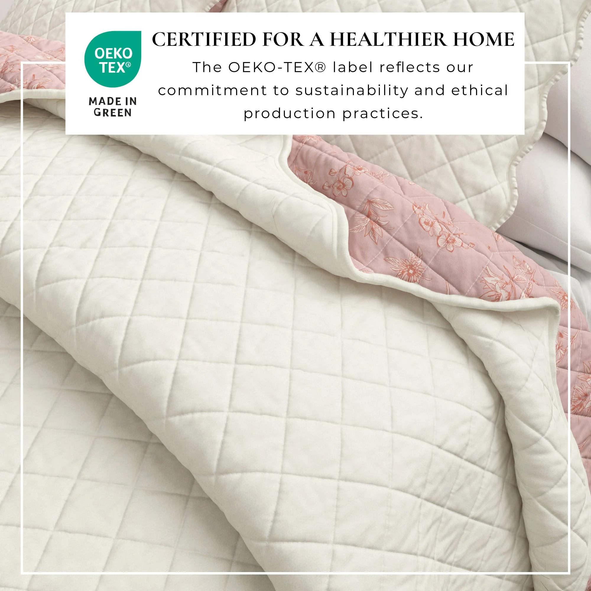 Floral Print & Scallopeded Edge Cotton Quilt Set - Sandie Collection - Image 11