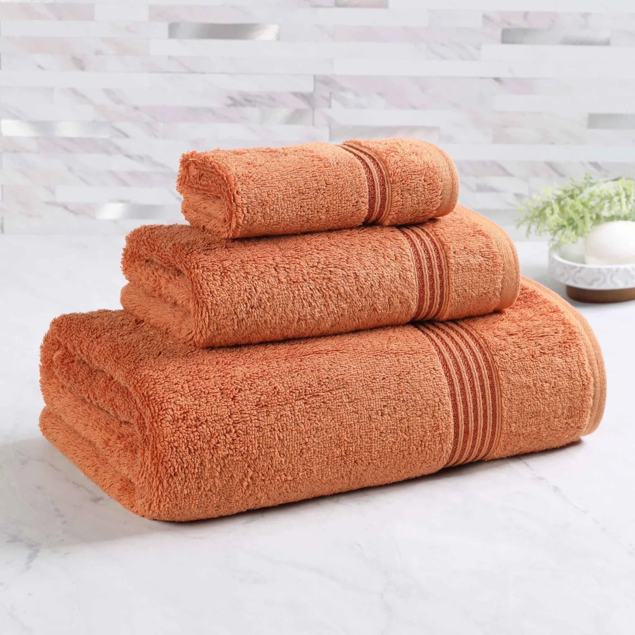 Heritage Egyptian Cotton Plush 3 Piece Absorbent Luxury Towel Set - Image 3
