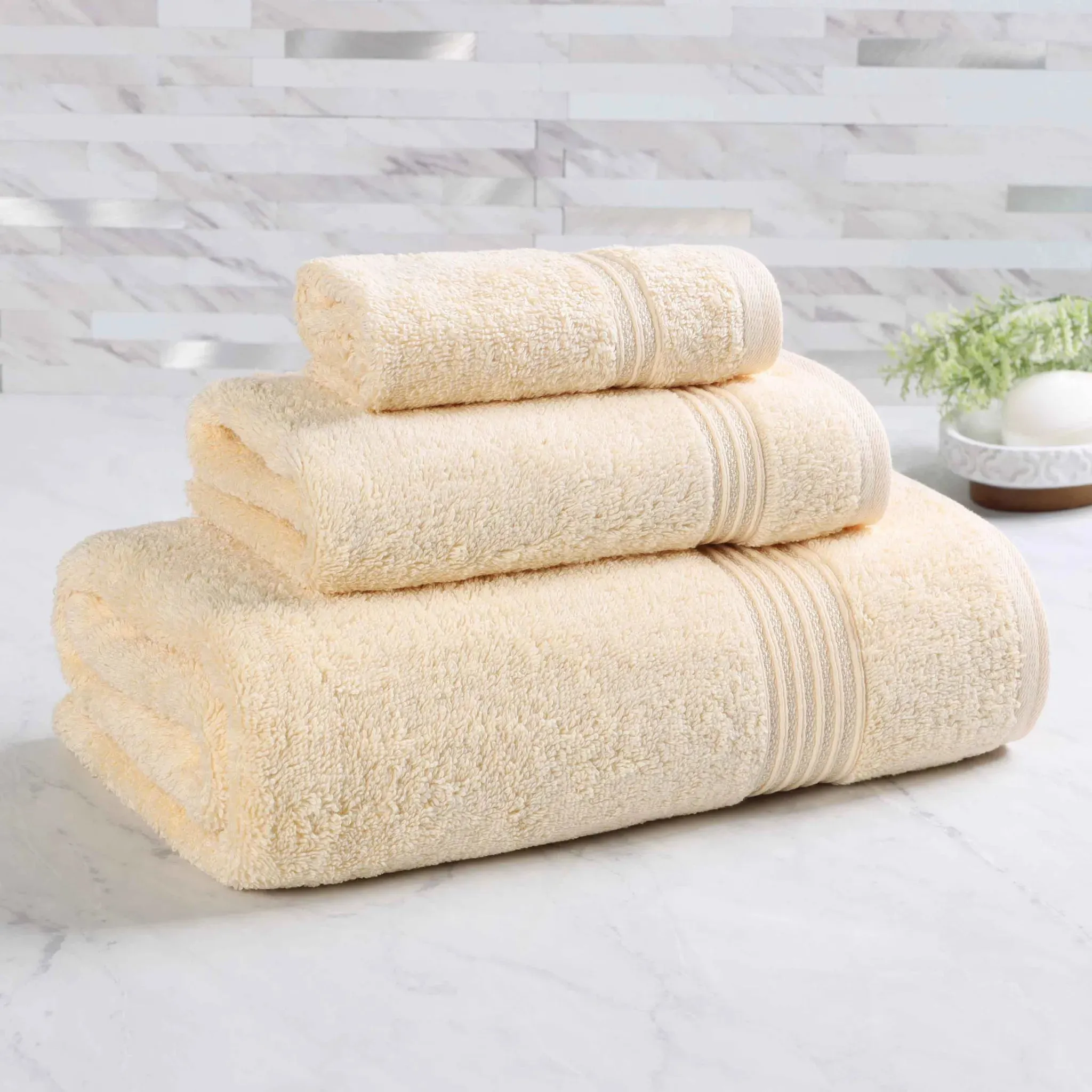 Heritage Egyptian Cotton Plush 3 Piece Absorbent Luxury Towel Set - Image 4