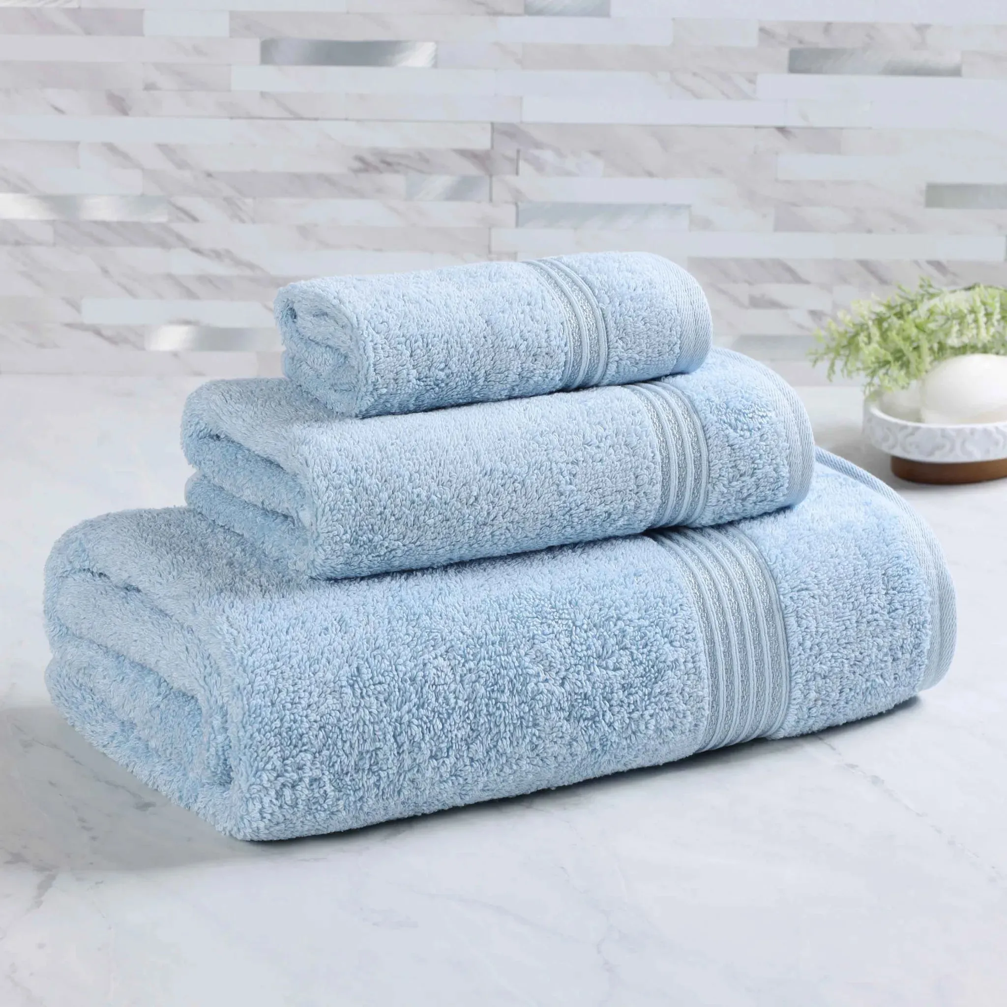 Heritage Egyptian Cotton Plush 3 Piece Absorbent Luxury Towel Set - Image 6