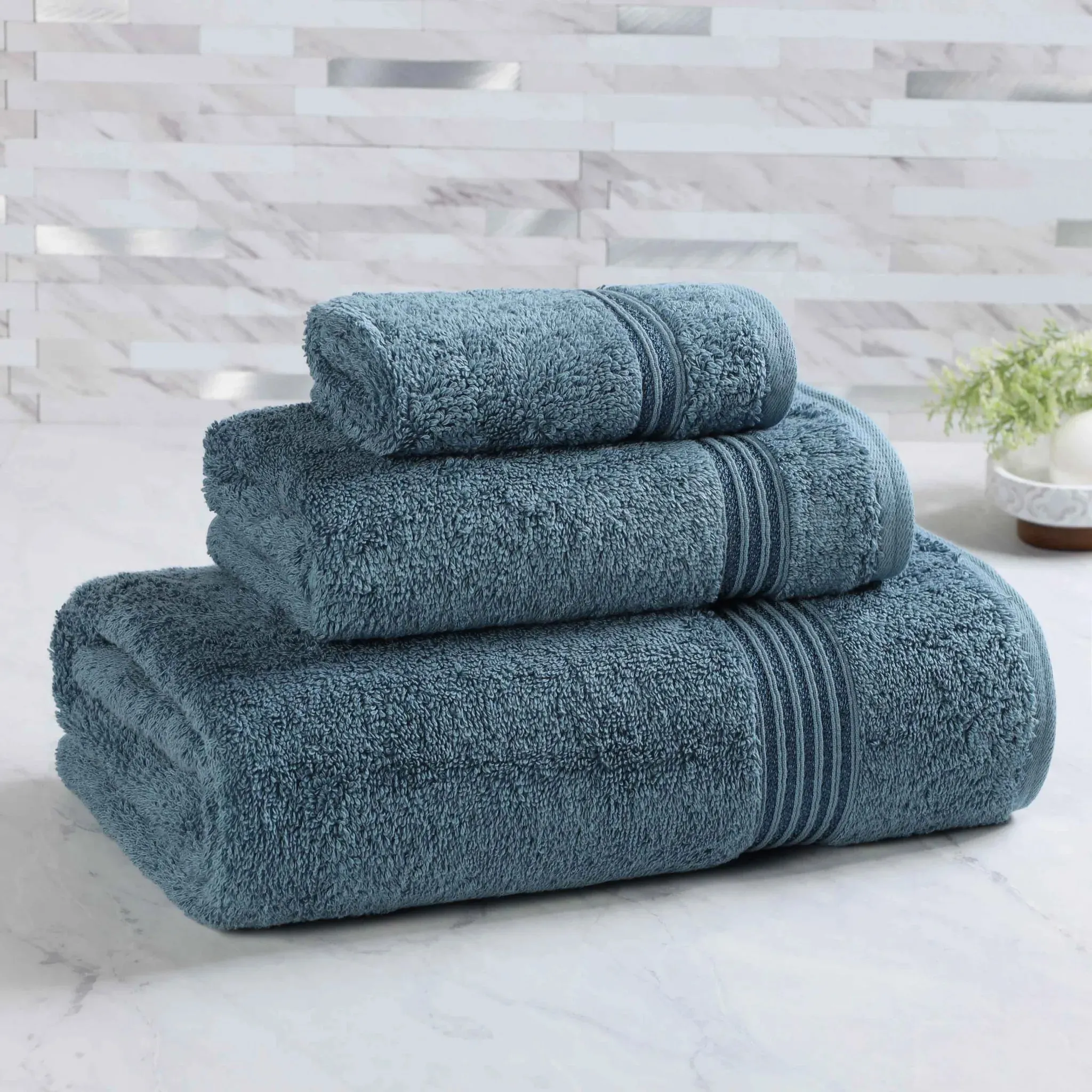 Heritage Egyptian Cotton Plush 3 Piece Absorbent Luxury Towel Set - Image 9