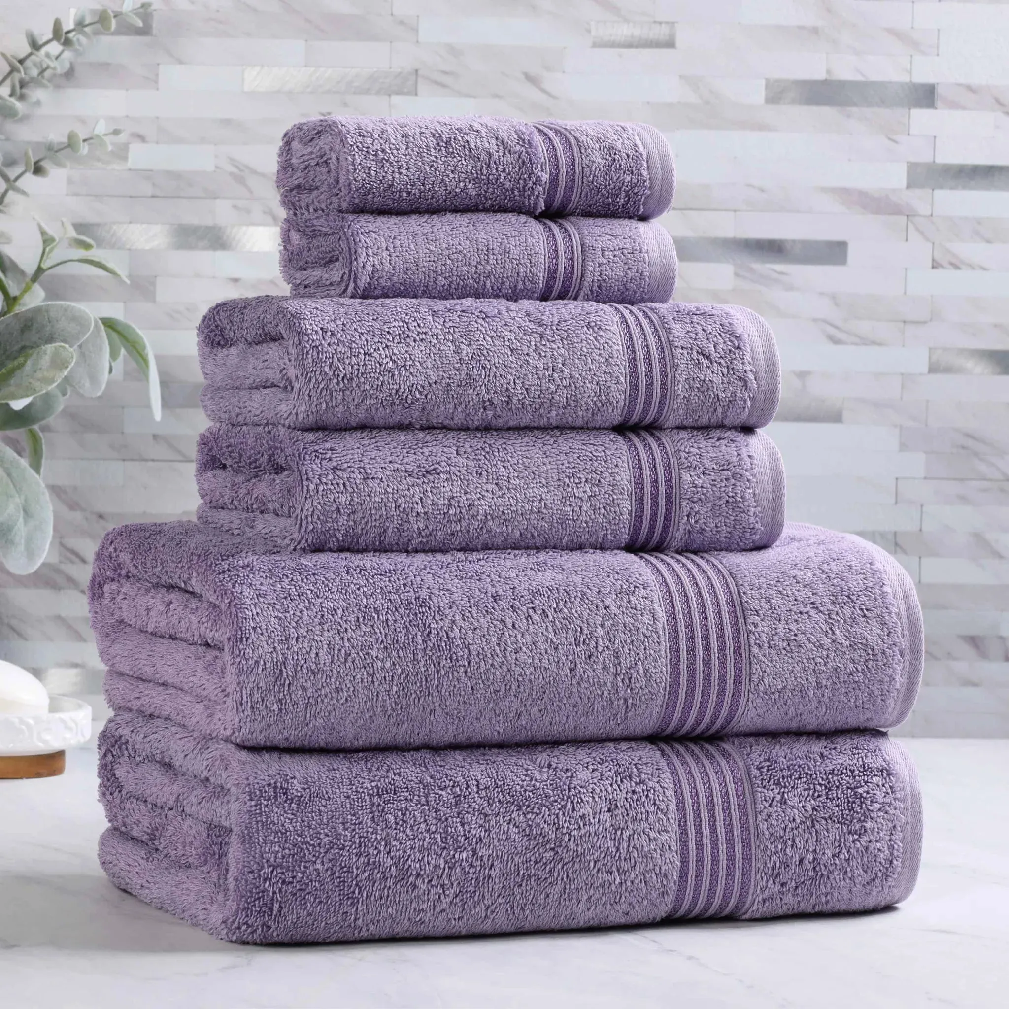 Heritage Egyptian Cotton Plush Heavyweight 6 Piece Towel Set - Image 5