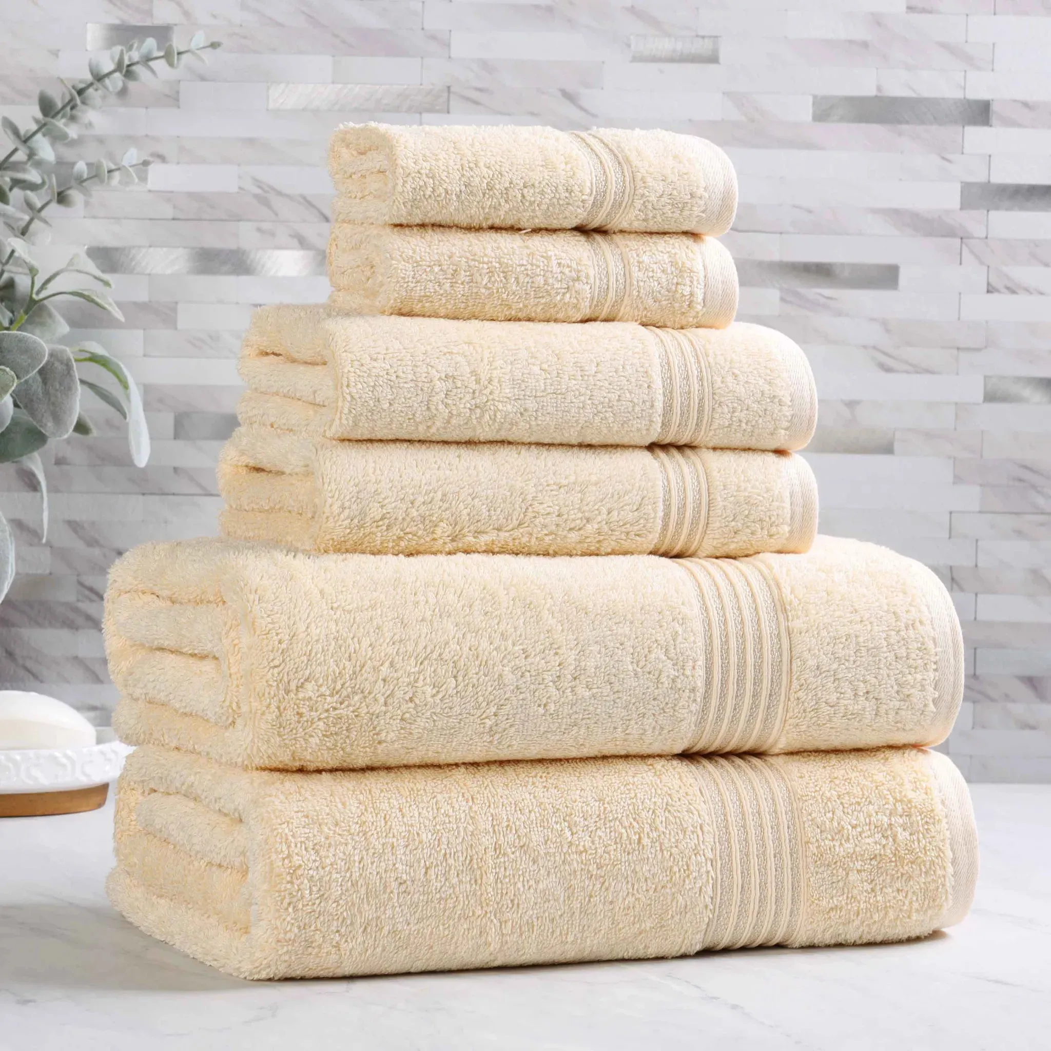 Heritage Egyptian Cotton Plush Heavyweight 6 Piece Towel Set - Image 6