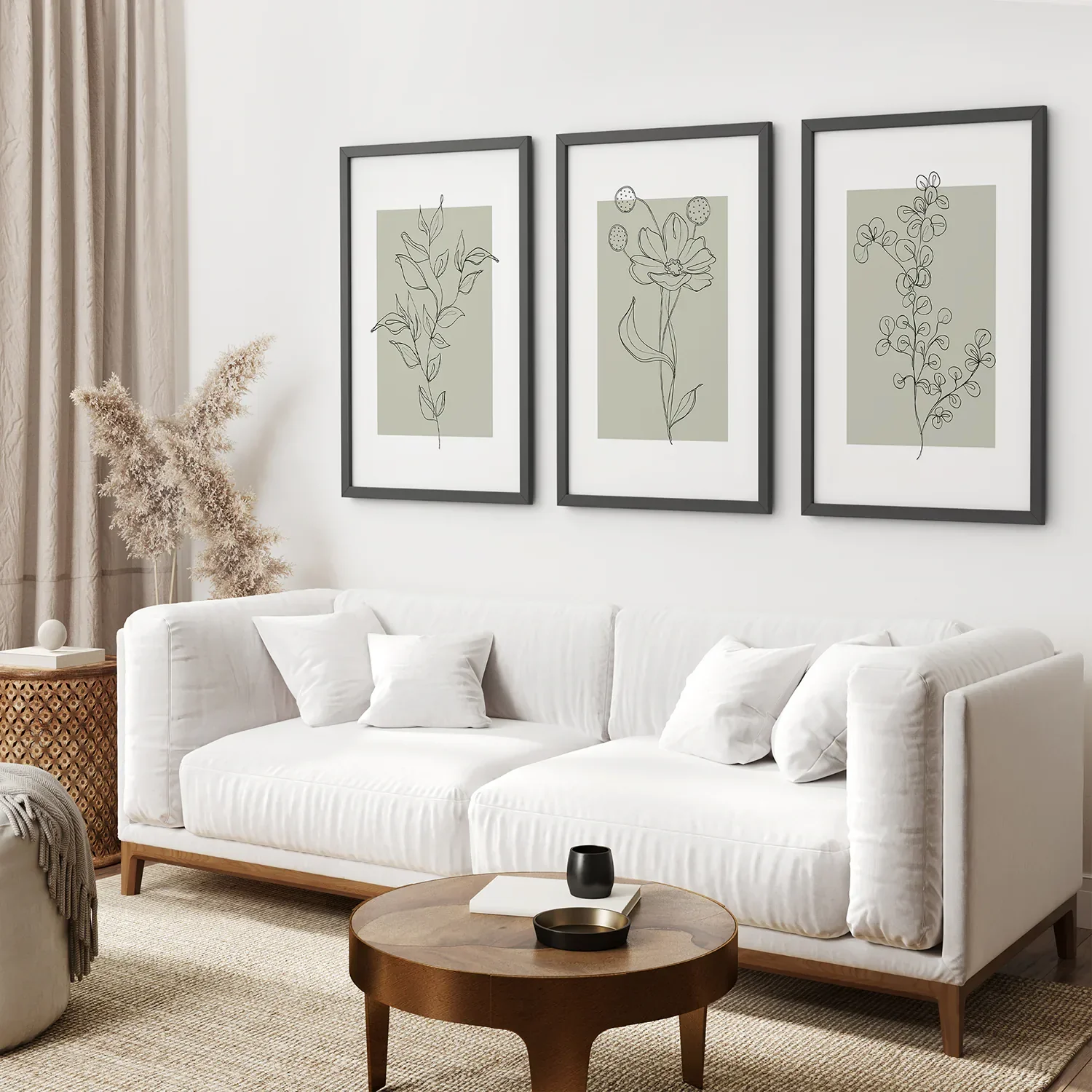 Pastel Wild Flowers Set of 3 Prints. Botanical Line Art - Image 3