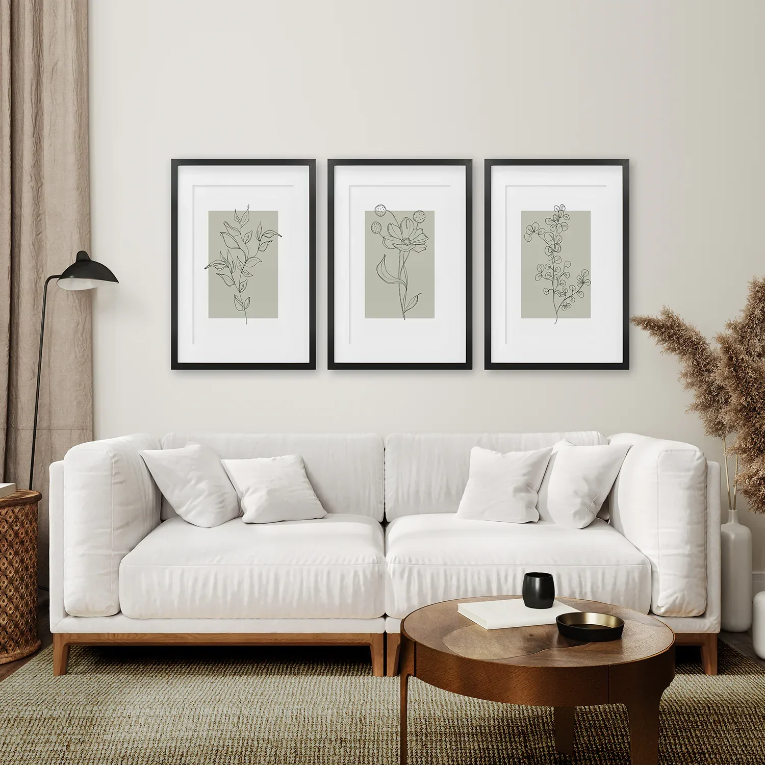 Pastel Wild Flowers Set of 3 Prints. Botanical Line Art - Image 4